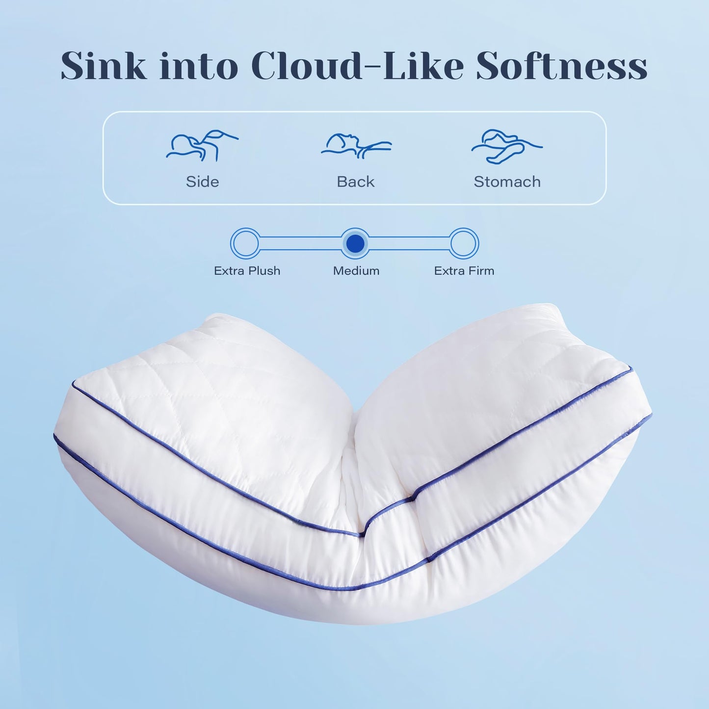 Mosluna Shredded Memory Foam Pillows King Size Set of 2, Soft Bed Pillow for Side and Back Sleepers, Medium Firm Pillows 2 Pack with Gusset(20"x36")
