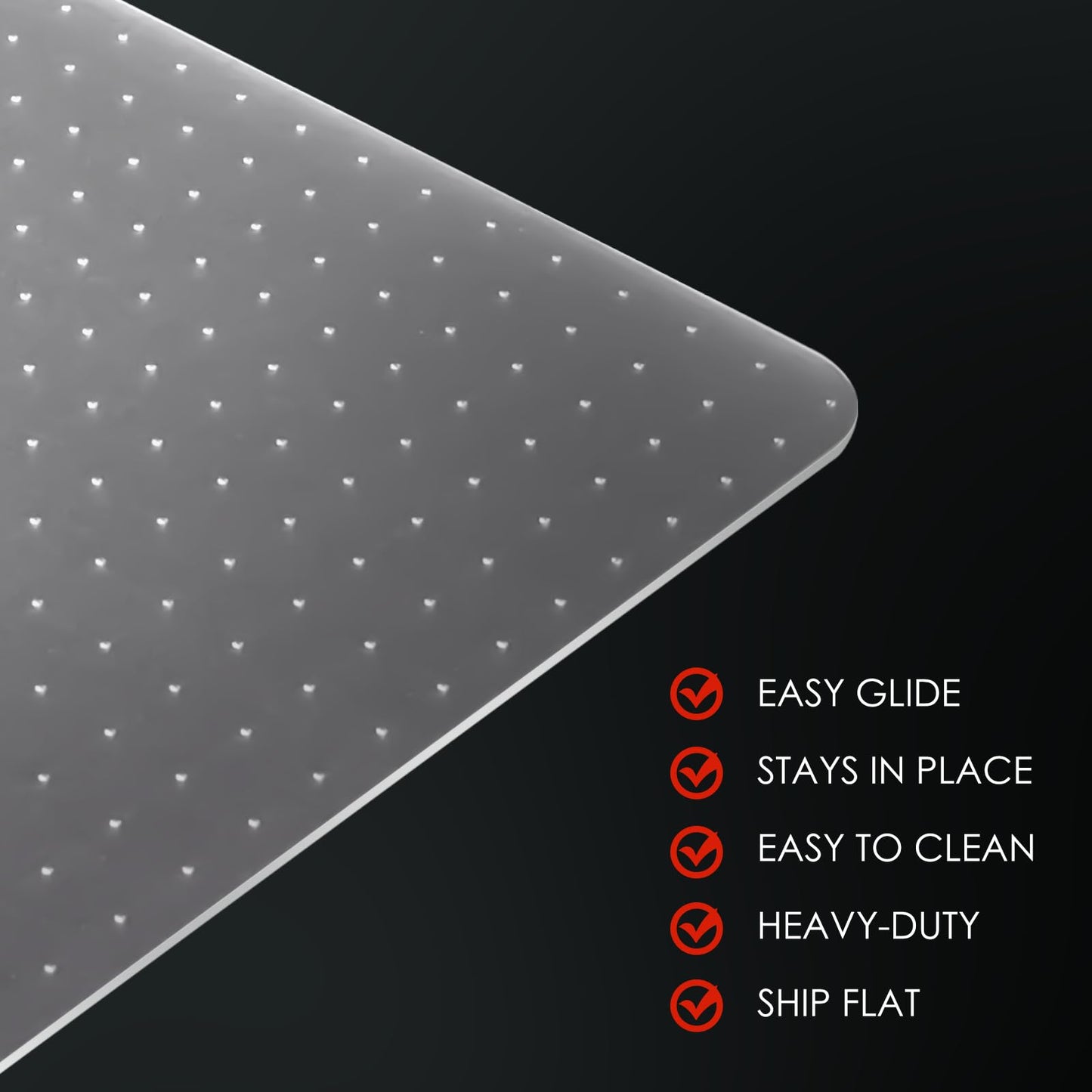 Kuyal Office Chair Mat for Carpet, 32x49 Clear Heavy Duty Computer Chair Mat, Under Desk Protector Carpeted Floors Mat, Easy Chair Movement,Ship Flat