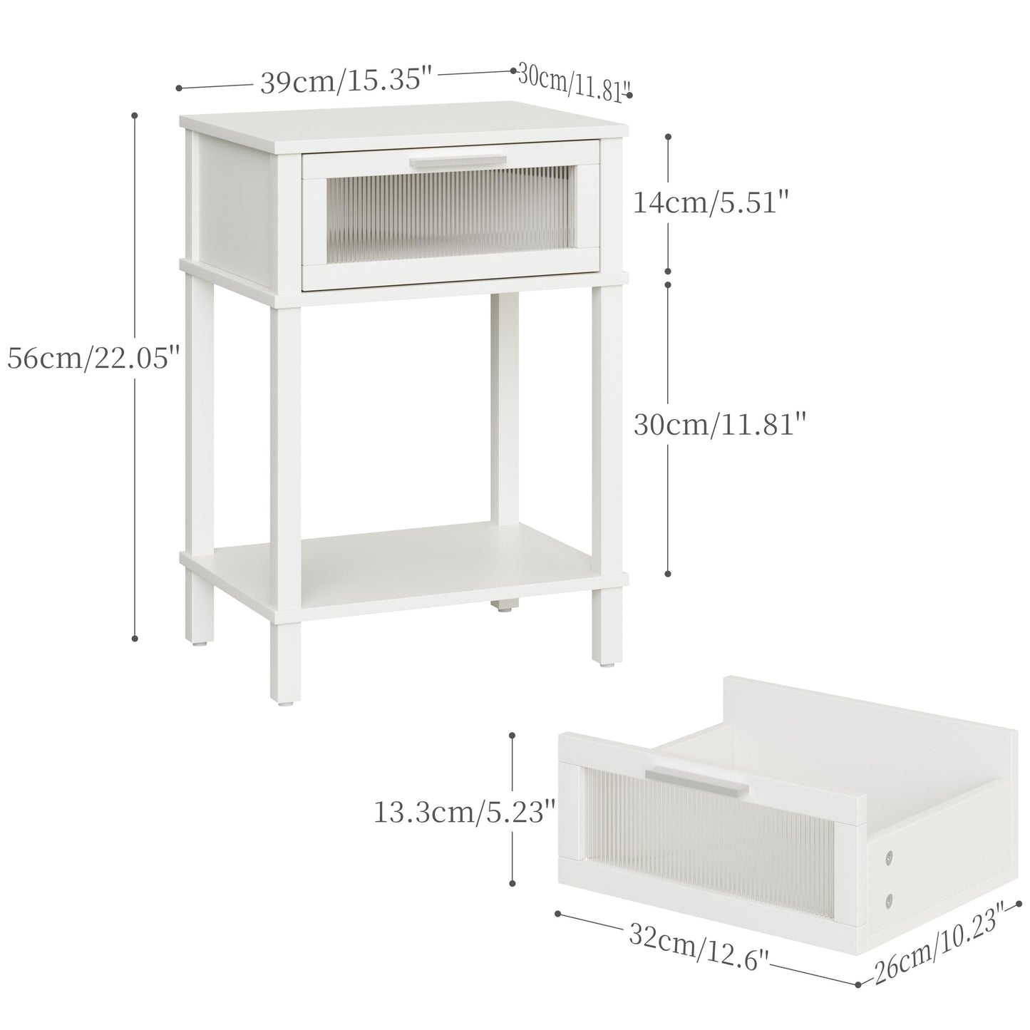 Nightstand Wooden Bedside Table with Drawer White Night Stands Modern Style Small End Table Side Table with Storage Shelf for Bedroom Living Room MLBZ10W