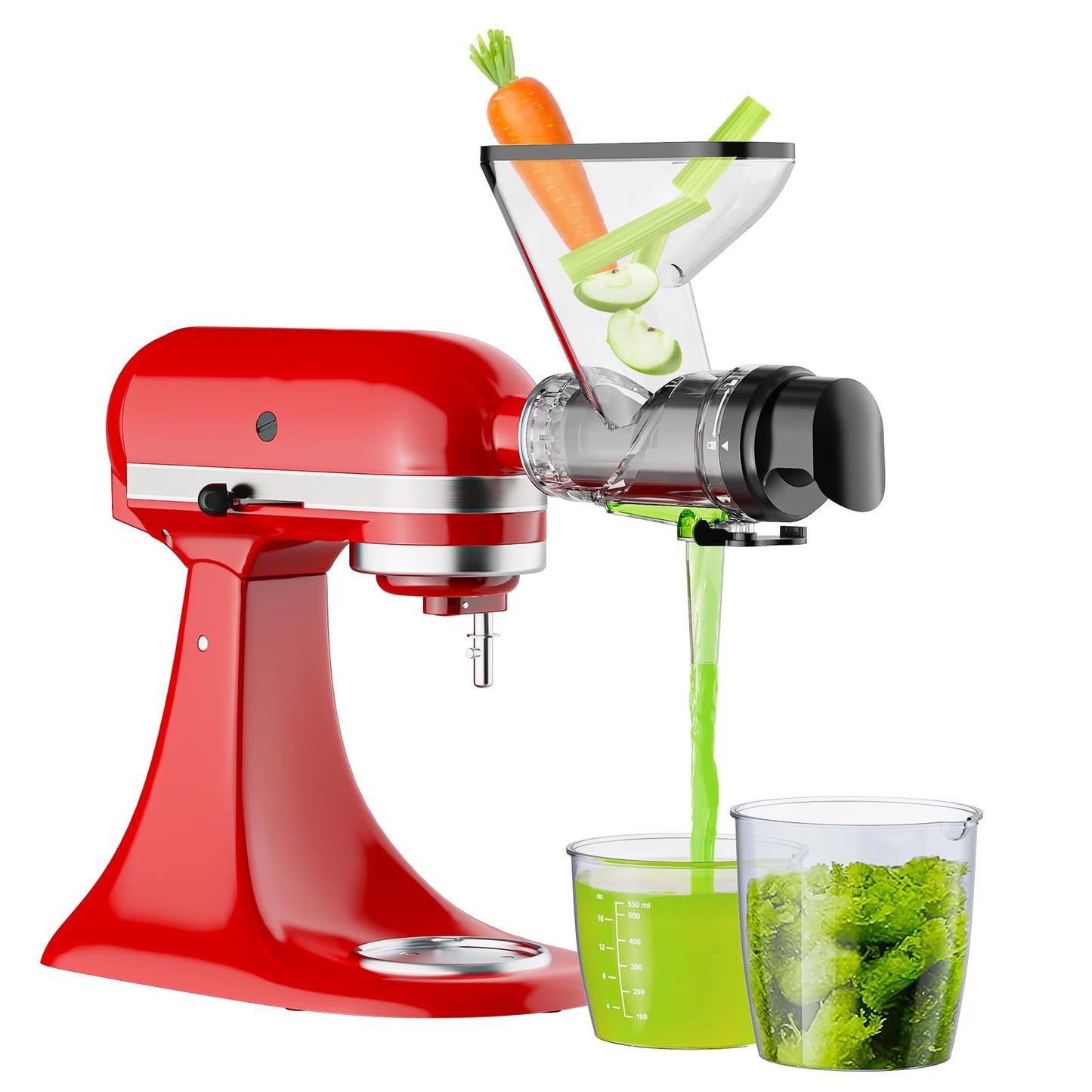 Masticating Juicer Attachment for KitchenAid Stand Mixer, Cold Press Juicer for KitchenAid Mixer Attachments with Dual Feed Chute, Slow Juicer Machine for Vegetables & Fruits by InnoMoon