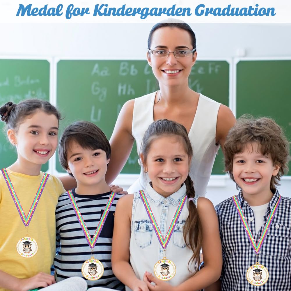 Kindergarten Preschool Graduation Medal 2026, 24Pcs Prek Graduation Medals for Kids Student Graduating Award Medallion with Rainbow Neck Ribbon, Kindergarten Preschool Prek Graduation Gift Party Decor