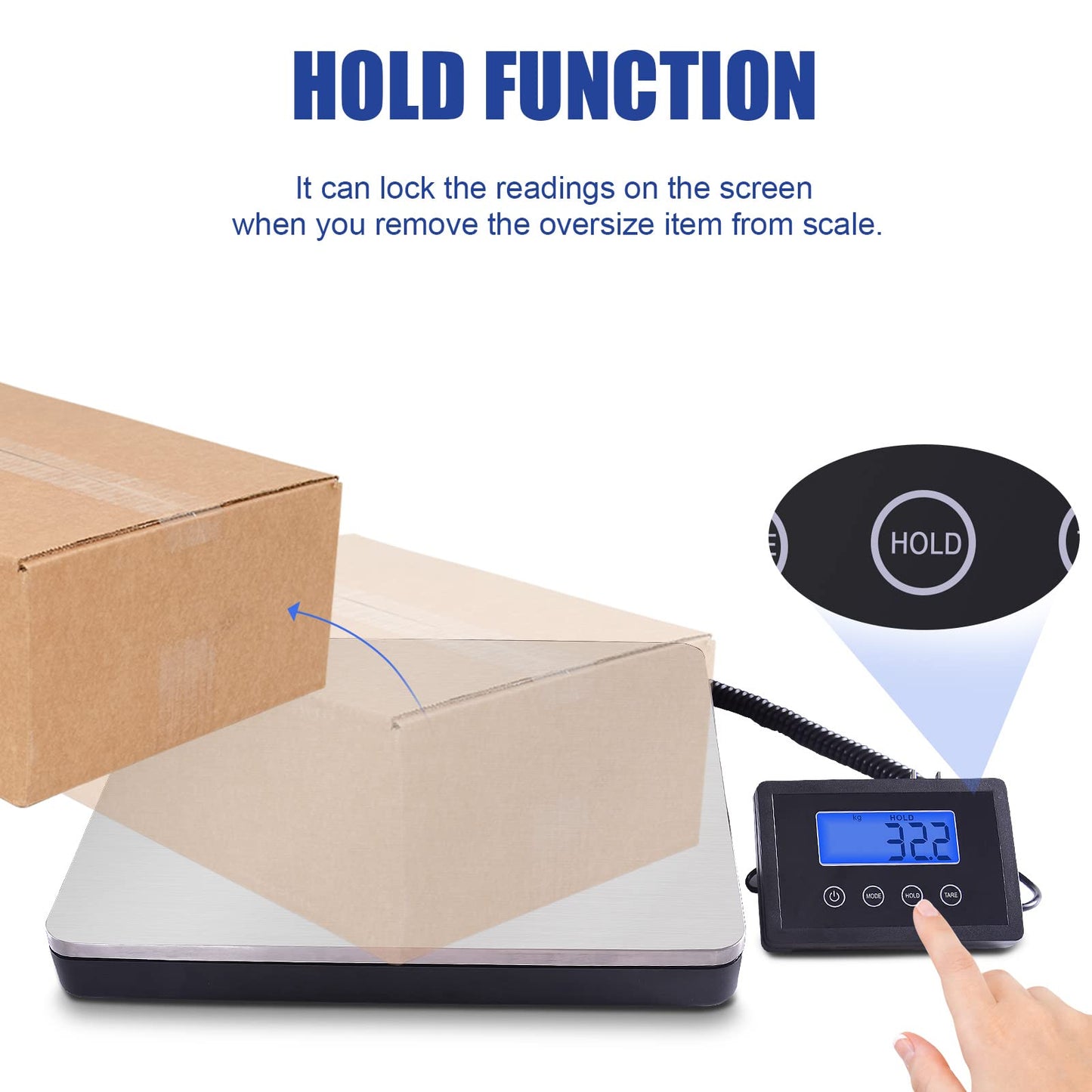 Fuzion Shipping Scale for Packages Small Business - 440lb x 0.1lb Digital Postal Scale for Packages, Shipping Package Scale, Postage Scale, Postal Scale, Luggage Scale