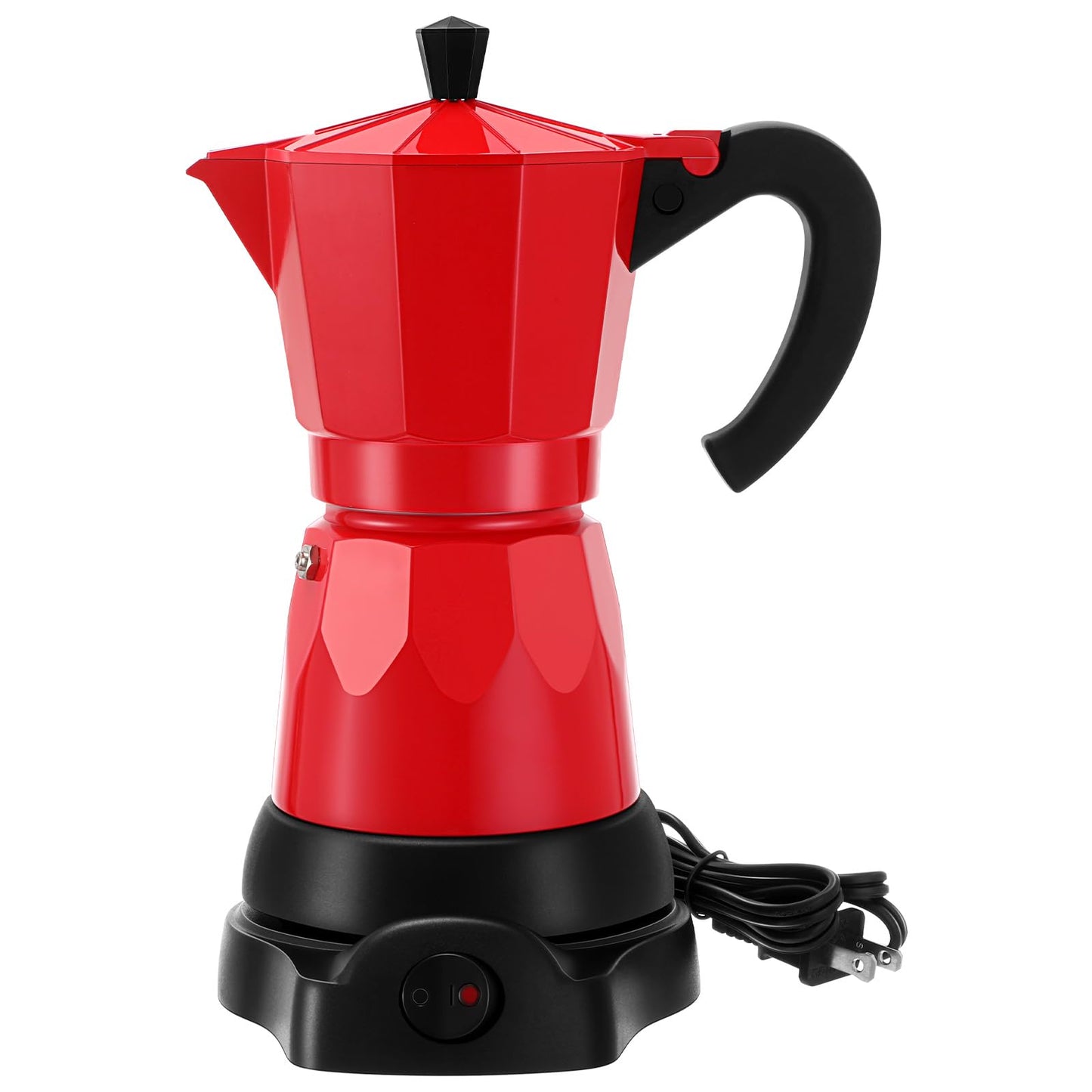 Lemosae Coffee Pot 6 Cup Electric Espresso Coffee Maker Italian Moka Maker 300ml Portable Aluminum Espresso Machine Cafetera Moka Pot with Detachable Base, Gift for Home Travel(Red)