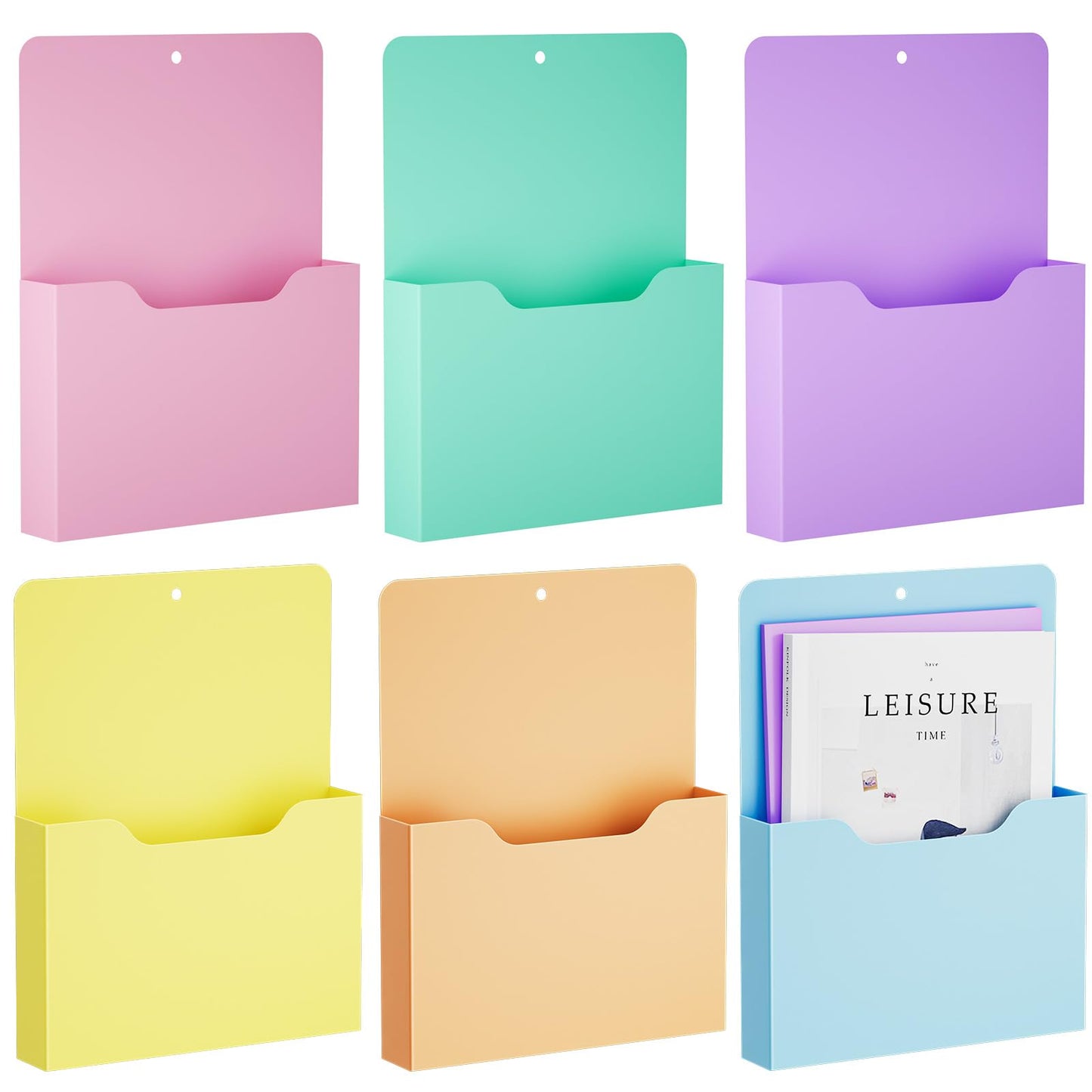 Magnetic File Holder - Magnetic Paper Holder, Pocket Organizer Office Supplies Storage Mail Organizer for Notebooks,Planners,Letter (6P)