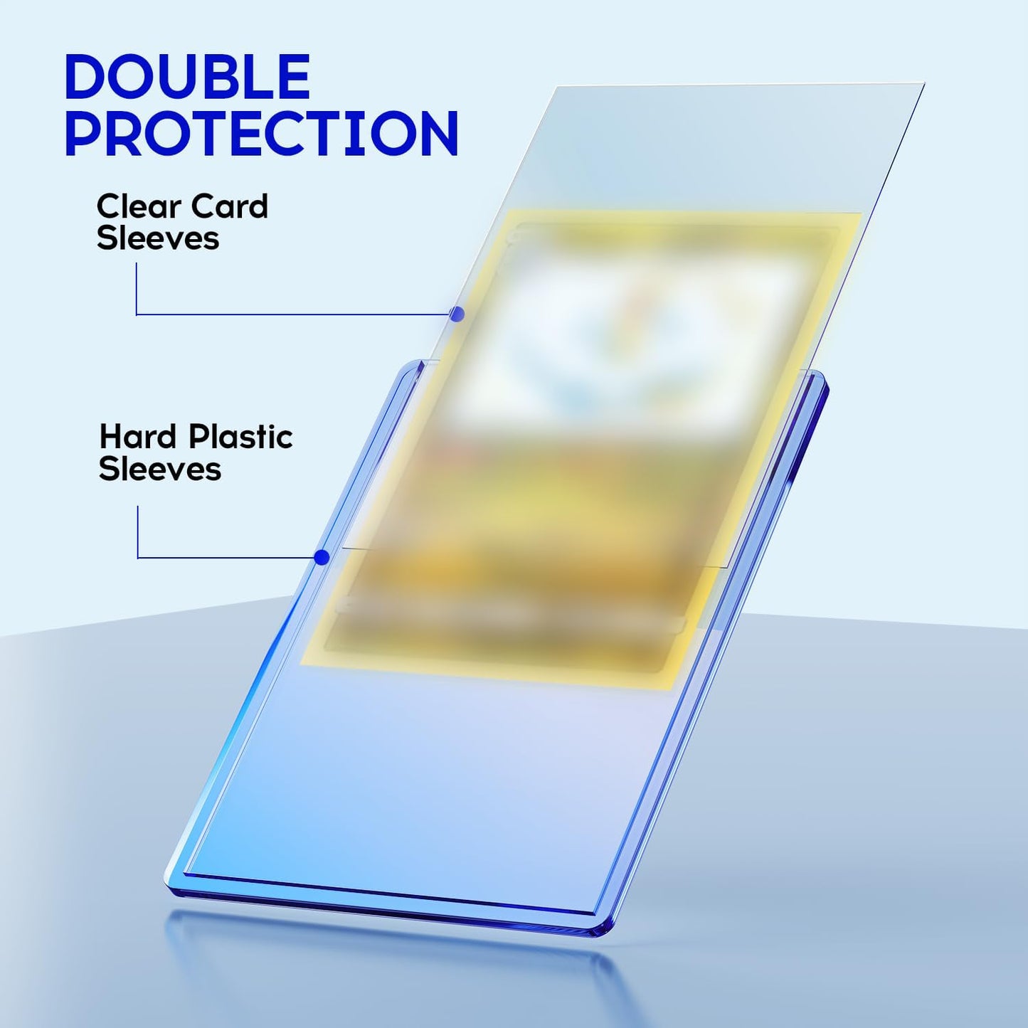 1000 Pack Card Sleeves Toploaders, Hard Plastic Top Loaders, Baseball Sports Trading PKM Card Holder Protectors (500 Toploaders + 500 Sleeves)