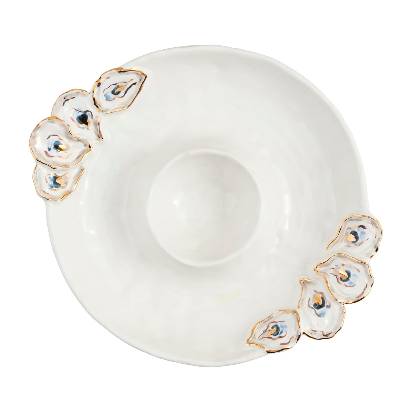Mud Pie Oyster Chip And Dip Bowl Set; 2" x 10 1/2" dia