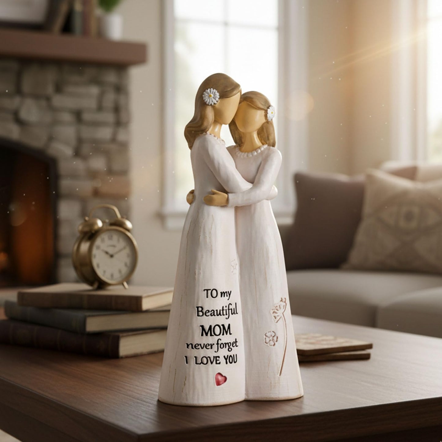NAN ZAI NAN FANG Gifts for Mom from Daughter Mother Daughter Figurine 5.5" Resin Hand-Painted Sculpture Mothers Day Birthday Thanksgiving for Moms Home Decor Figurines