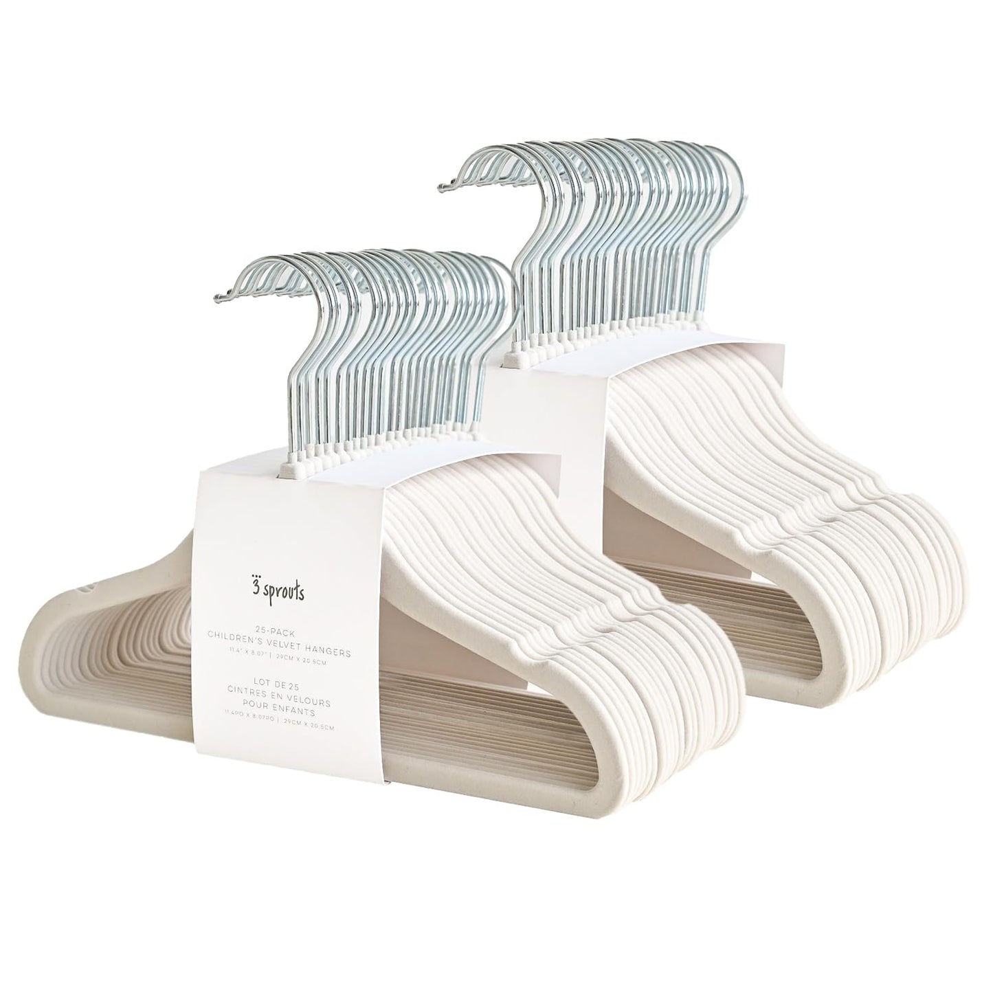 3 Sprouts Velvet Baby Hangers - Non-Slip Hangers for Infant and Toddler Clothes - Slim Space-Saving Design with Nordic Colors for Nursery - 50 Pack- Cream