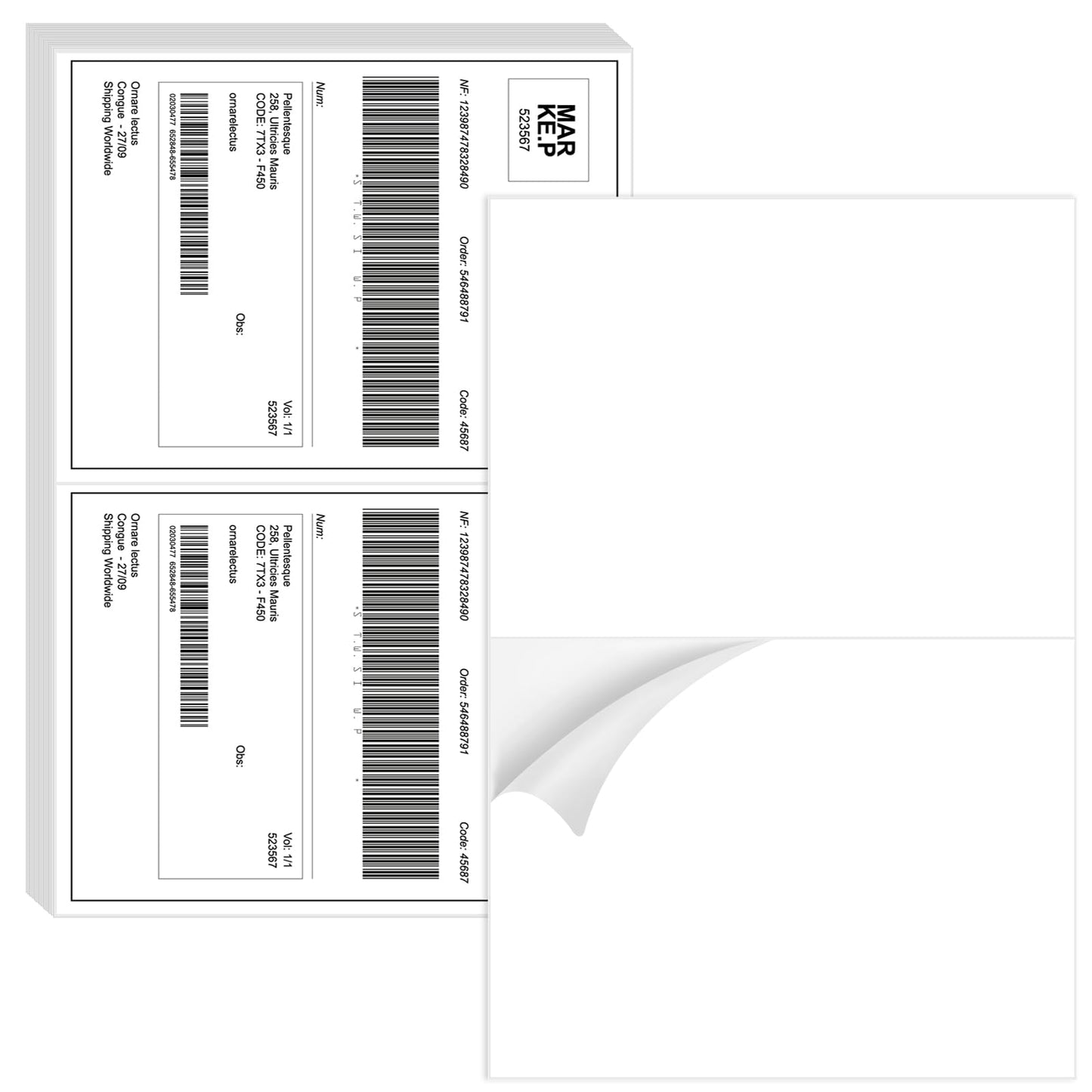 BESTIKER Half Sheet Shipping Labels - 1000 Counts, 8.5” x 5.5” Self Adhesive Shipping Label White Internet Mailing Labels 2 Per Page, Laser & Inkjet Printer Compatible [500 Sheets 8.5” x 11”]