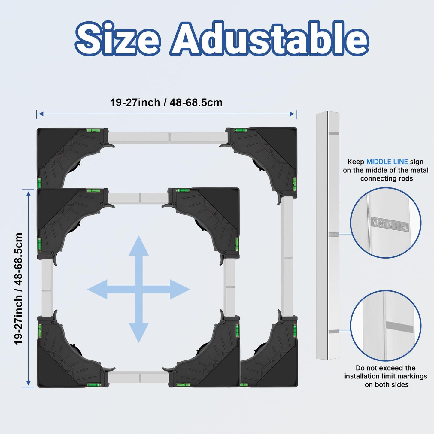 Nefish Height 11"-12" Mini Fridge Stand Heavy Duty Washer and Dryer Stand Pedestal for 19-27 Inch Appliance Washing Machine Stand Base Laundry Pedestal Universal Platform with 4 Strong Feet