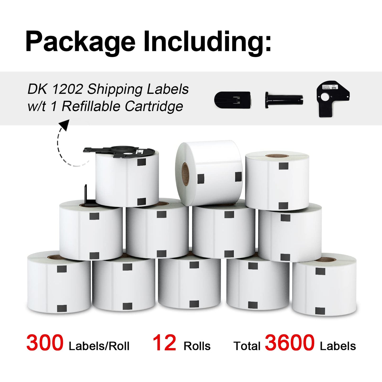 12 Rolls 3600 Pcs 2-3/7"x4 Shipping Name Badge Labels Replacement for Brother dk-1202, Misofuki 2.4"x3.9" 62mmx100mm Die-Cut Address Labels Used with Brother QL-700 QL-500 QL-810W Label Printer