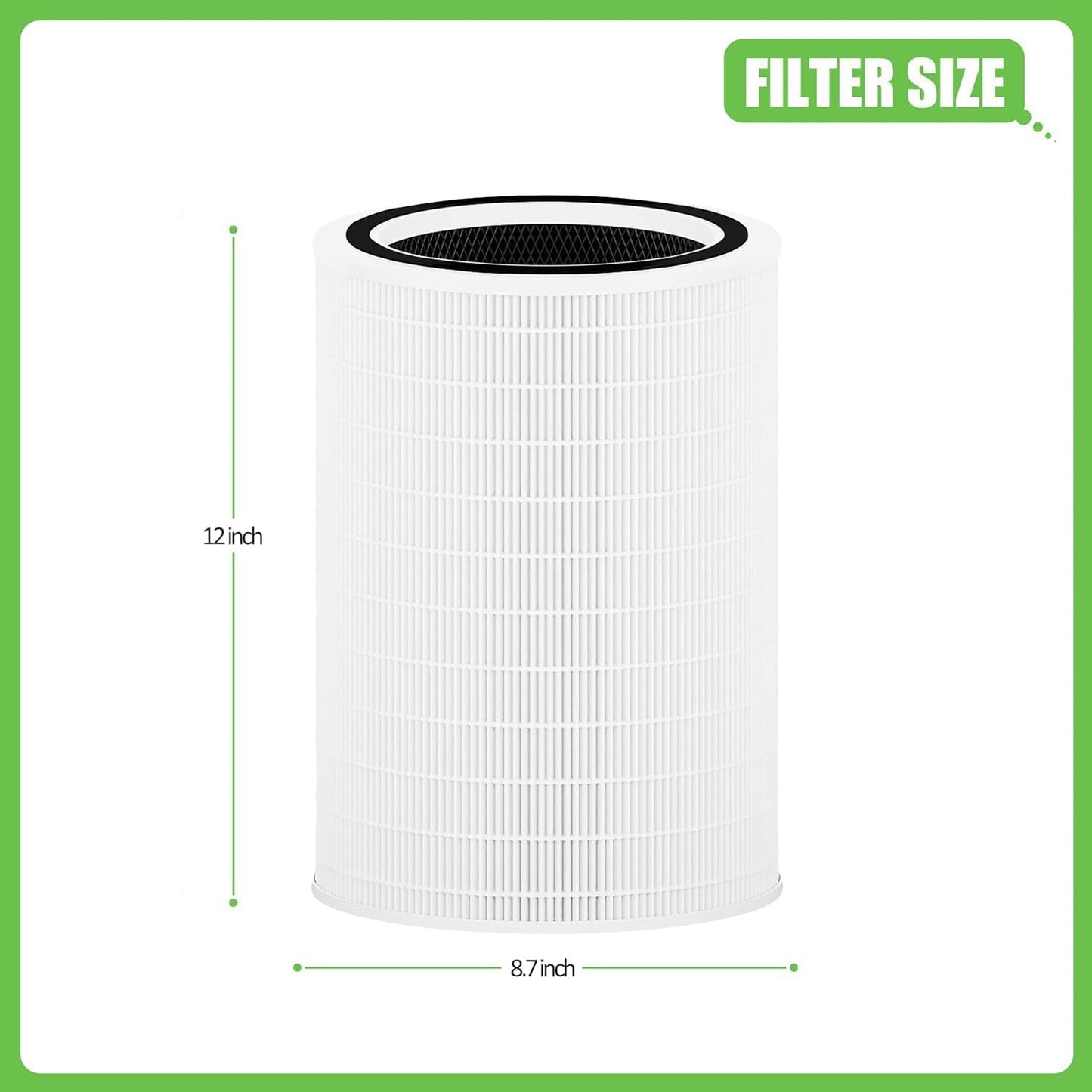 Hichoryer 12010 H13 True HEPA Replacement Filter Compatible with Clorox Large Room Air Purifier 11010 & 11011, 1,500 Sq Ft, 3-in-1 True HEPA and Activated Carbon Filter, 2 Pack