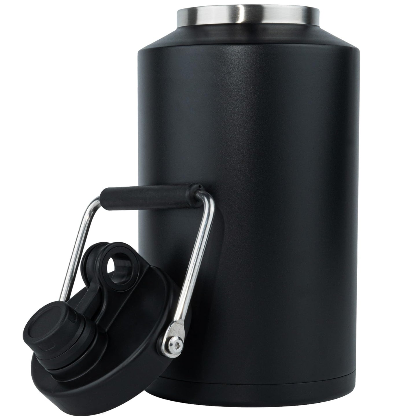 Kerilyn Insulated Gallon Jug with Handle, One Gallon, 128oz Stainless Steel, Large Double Vacuum Water Bottle for Hot & Cold Drinks, Wide Mouth, Sweat Proof, Great for Travel, Camping, Black