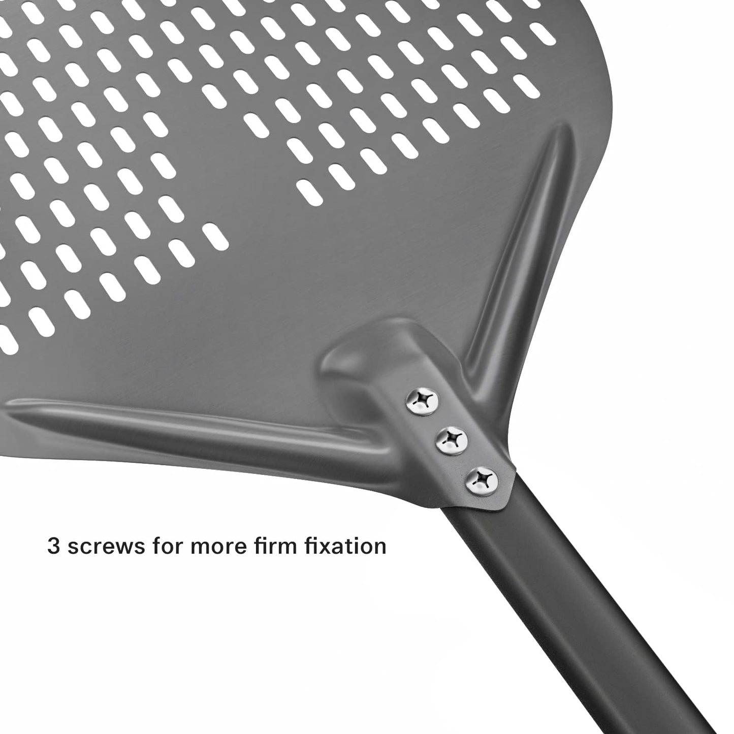 G.a HOMEFAVOR 14" x 17" Perforated Pizza Peel 35 Inch overall, Rectangular Aluminum Pizza Turning Peel with Extended Silcone Handle For Baking Pizza Brick Oven