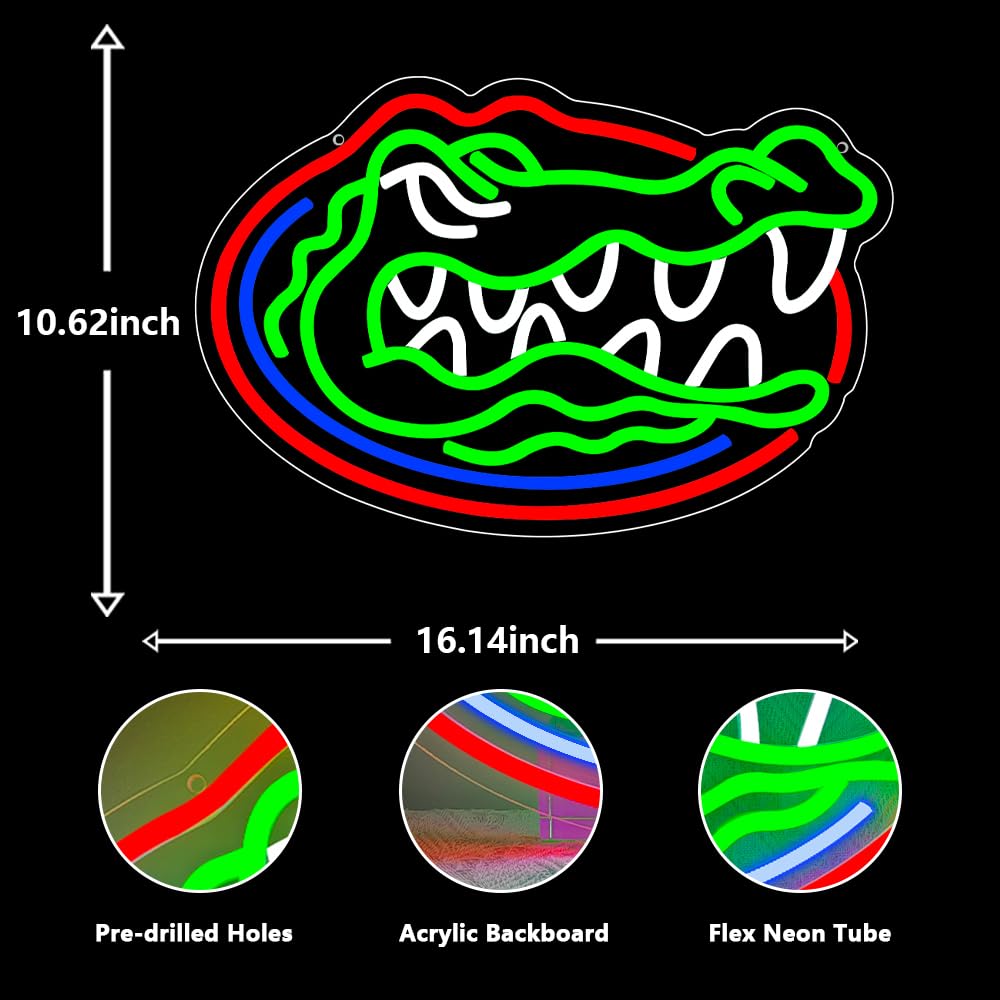 PILOYINDE Florida Gators Basketball Team Neon Sign LED Light for Bedroom Wall Decor, Modern Style, Wall Mount, 1 Count