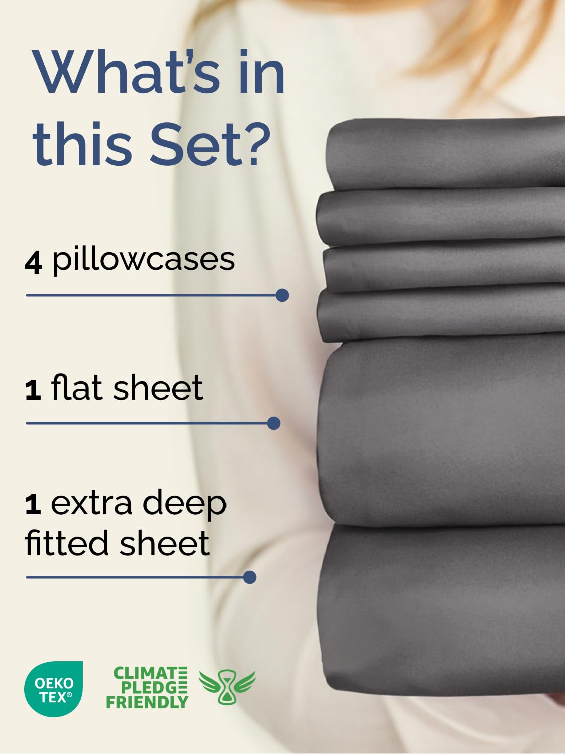 Extra Deep Queen Sheet Set - 6 Piece Breathable and Cooling Sheets - Hotel Luxury Bedding for Women, Men, Kids & Teens - Easy & Secure Fit - Soft, Wrinkle Free and Comfy - Extra Deep Pockets - Grey