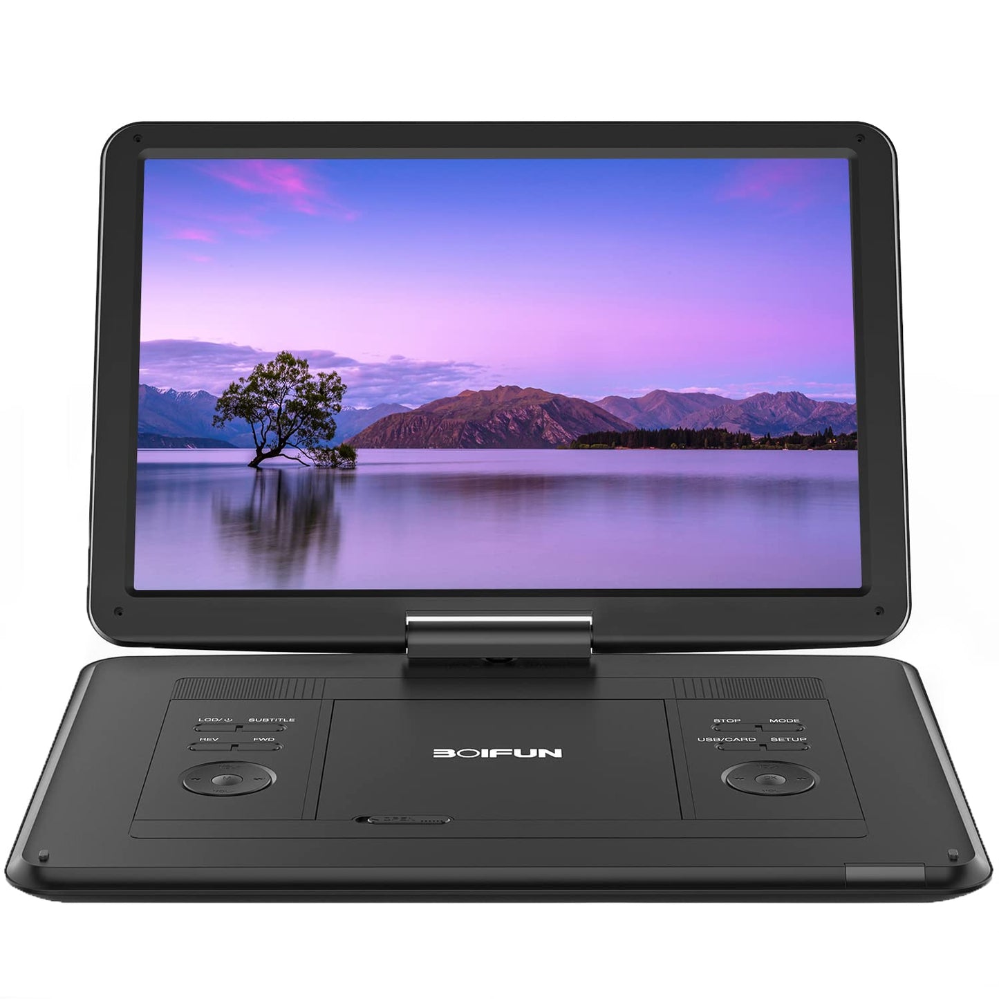 17.5"" Portable DVD Player with 15.6"" Large HD Screen, 6 Hours Rechargeable Battery, Support USB/SD Card/Sync TV and Multiple Disc Formats, High Volume Speaker, Black