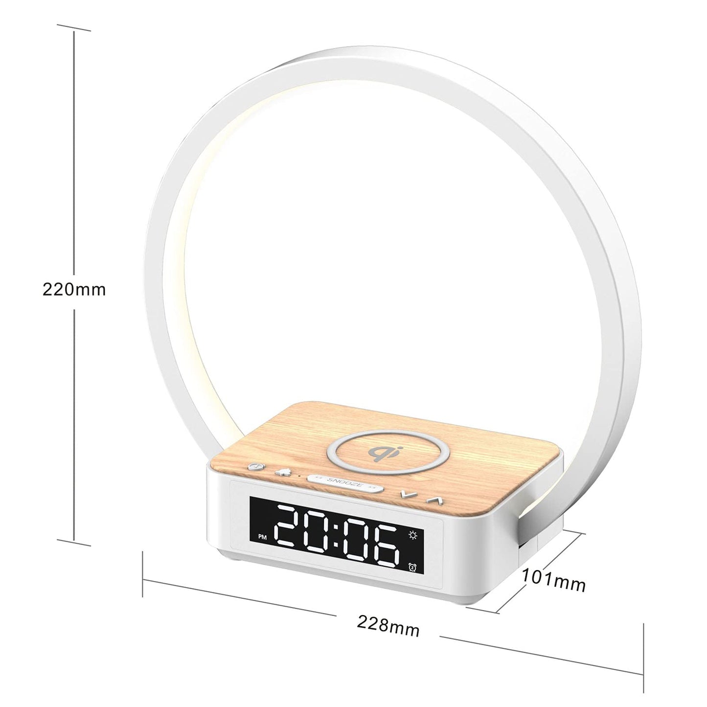 Blonbar Desk Lamp with Alarm Clock Qi Wireless Charger, Touch Lamp for bedroom 3 Light Hues, Bedside Lamp 10W Max Wireless Charging Table Lamp LED Eye-Caring Reading Nightstand Light for Living Room