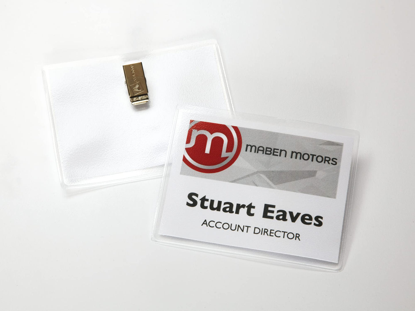 Avery Customizable Name Badges, Clip Style, 3" x 4", Clear Name Tag Holders, White Laser/Inkjet Printable Inserts, 100 Total (74541)