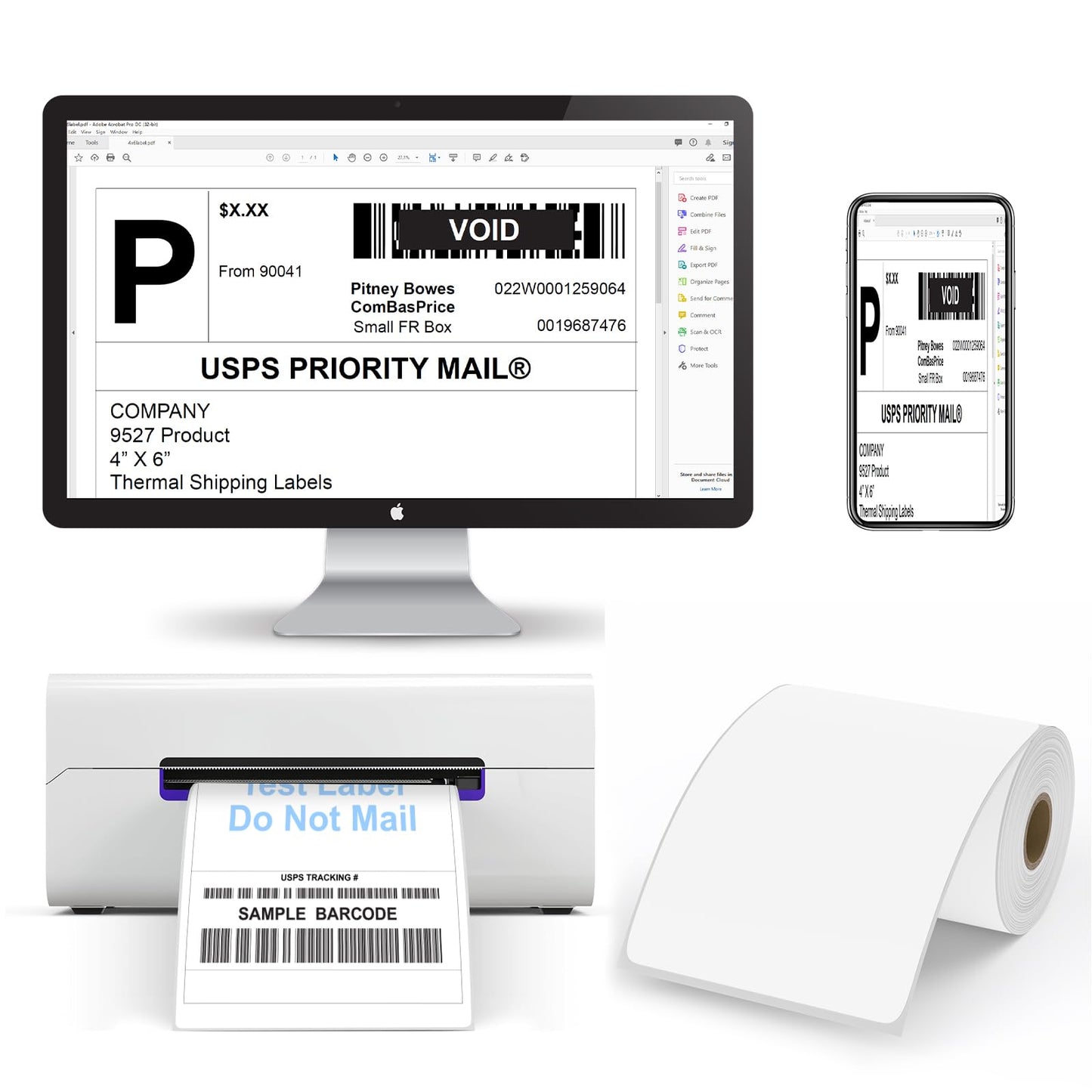 9527 Product 4x6 Blank Direct Thermal Shipping Labels for Zebra 2844 Zp-450 Zp-500 Zp-505 Direct Thermal Labels Printers, Eltron Printer, 250 Labels per Roll,Total 6 Rolls 1500 Labels