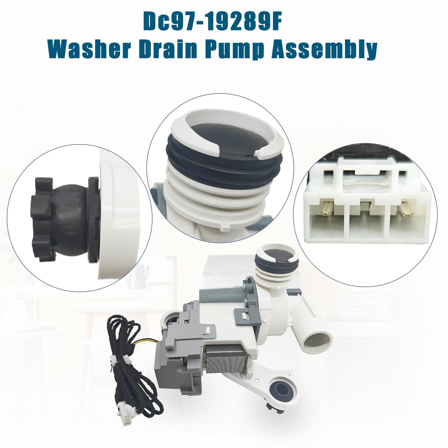 2026 Upgraded DC97-19289F DC97-19289B Washer Drain Pump Compatible with Samsung Washing Machine WA45M7050AW WA52M8650AV/A4 WA52M7750AW/A4 WA40J3000AW/AA Replaces DC97-19289A DC97-17366A DC97-17366J
