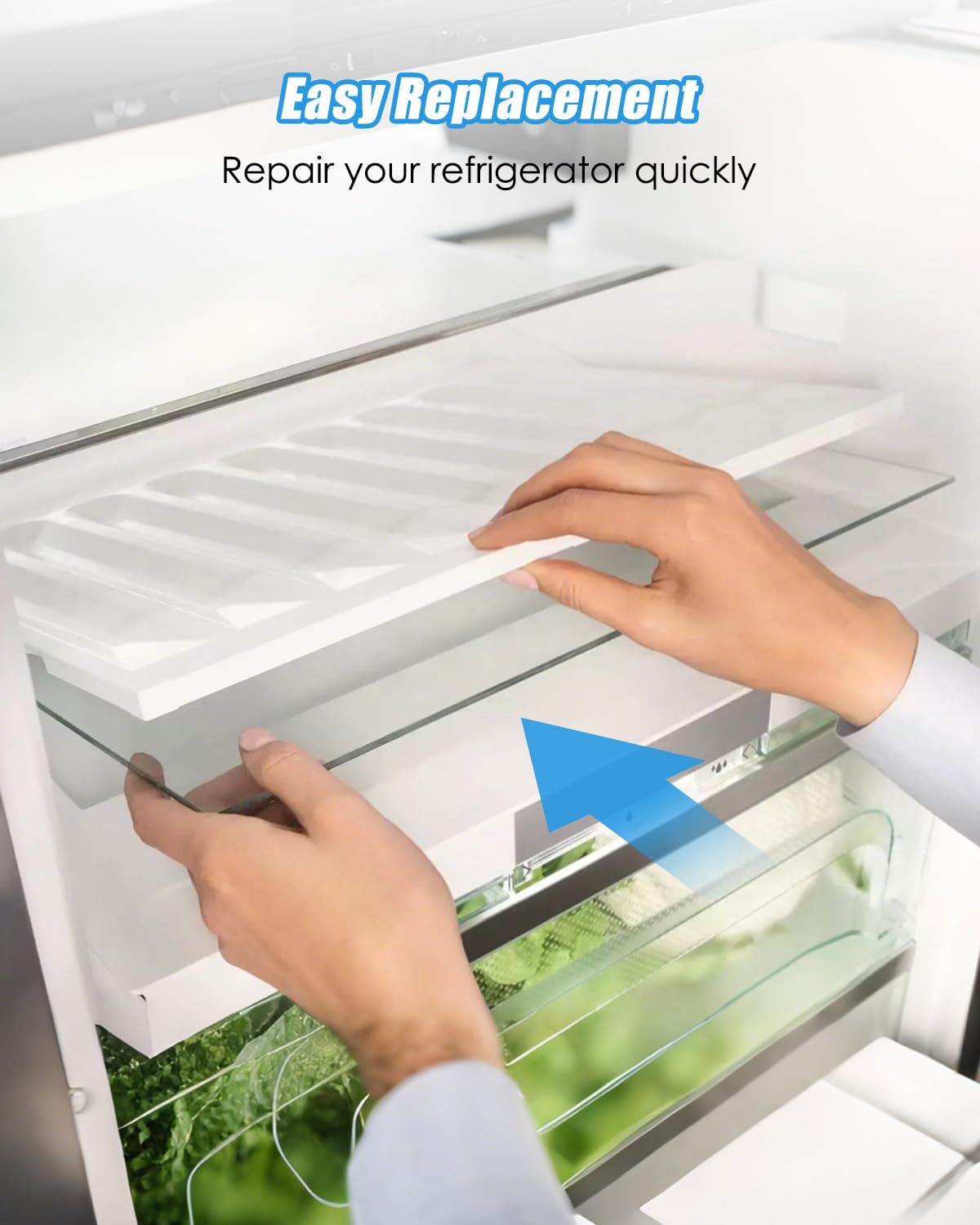 Upgraded W10864399 Refrigerator Glass Shelf Insert Fit for Whirlpool Amana Kenmore, Glass Inset Cover Replace AP6004077 2174150 2216108 2173405 2174441 2179259 2203238 2206097 2174149 PS11731733