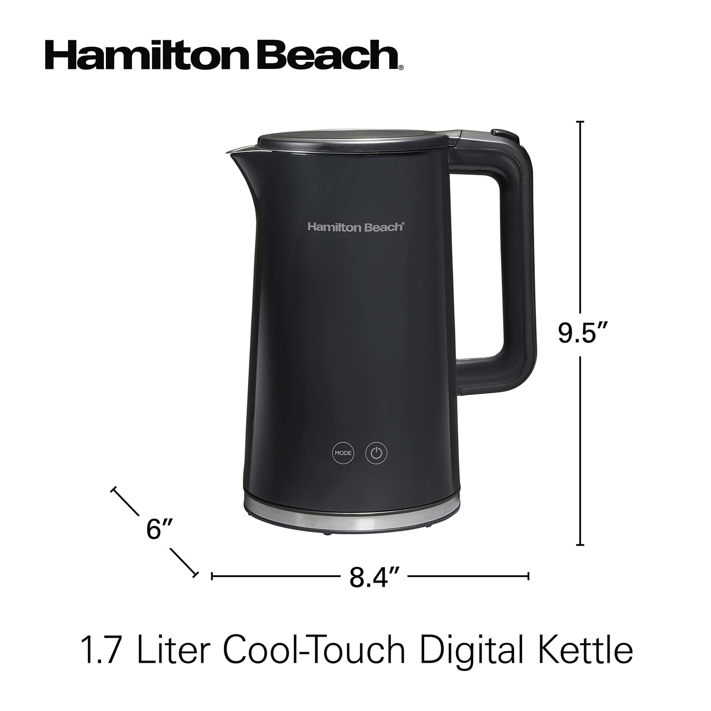 Hamilton Beach Digital Temperature Control Electric Tea Kettle, Hot Water Boiler & Heater 1.7L, 5 Preset Modes + Keep Warm, Fast Boil 1500 Watts, BPA Free, Cool-Touch Exterior, Black (41033)