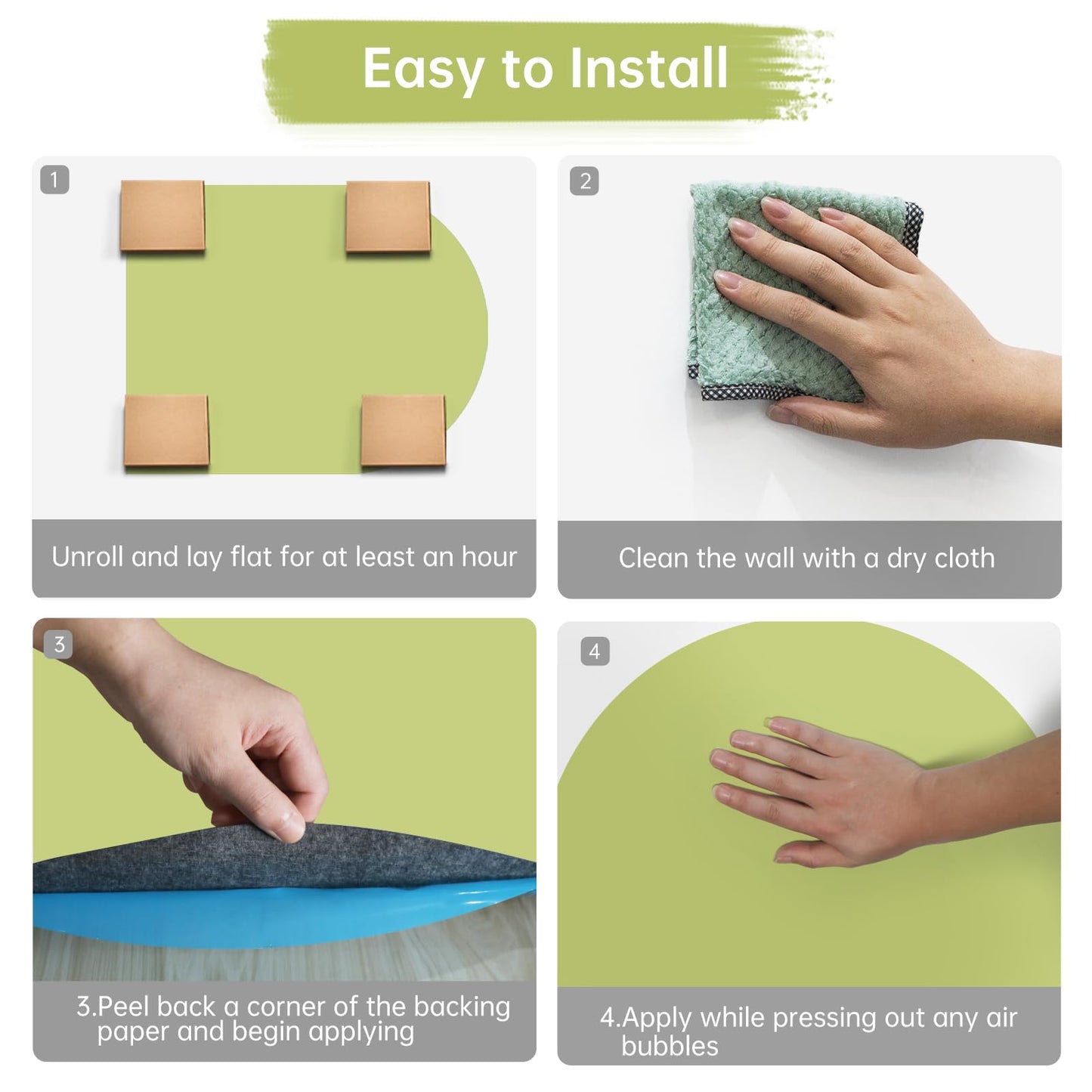 Magnetic Chalkboard Wall Decal 40"x32" - Premium Adhesive, Includes Chalk Holder & 6 Dust-Free Chalks, Peel and Stick Whiteboard for Playroom, Office, Bedroom, Exclusive Green