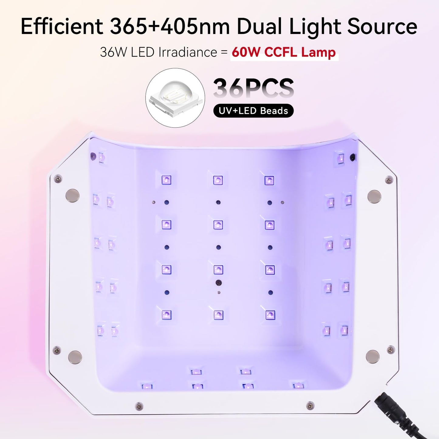 Makartt UV Nail Lamp, LED Light for Gel Polish 36W Nails Curing Dryer with 4 Timer Setting Display Auto Sensor, Professional Flash Cure Lamp for Salon & Home