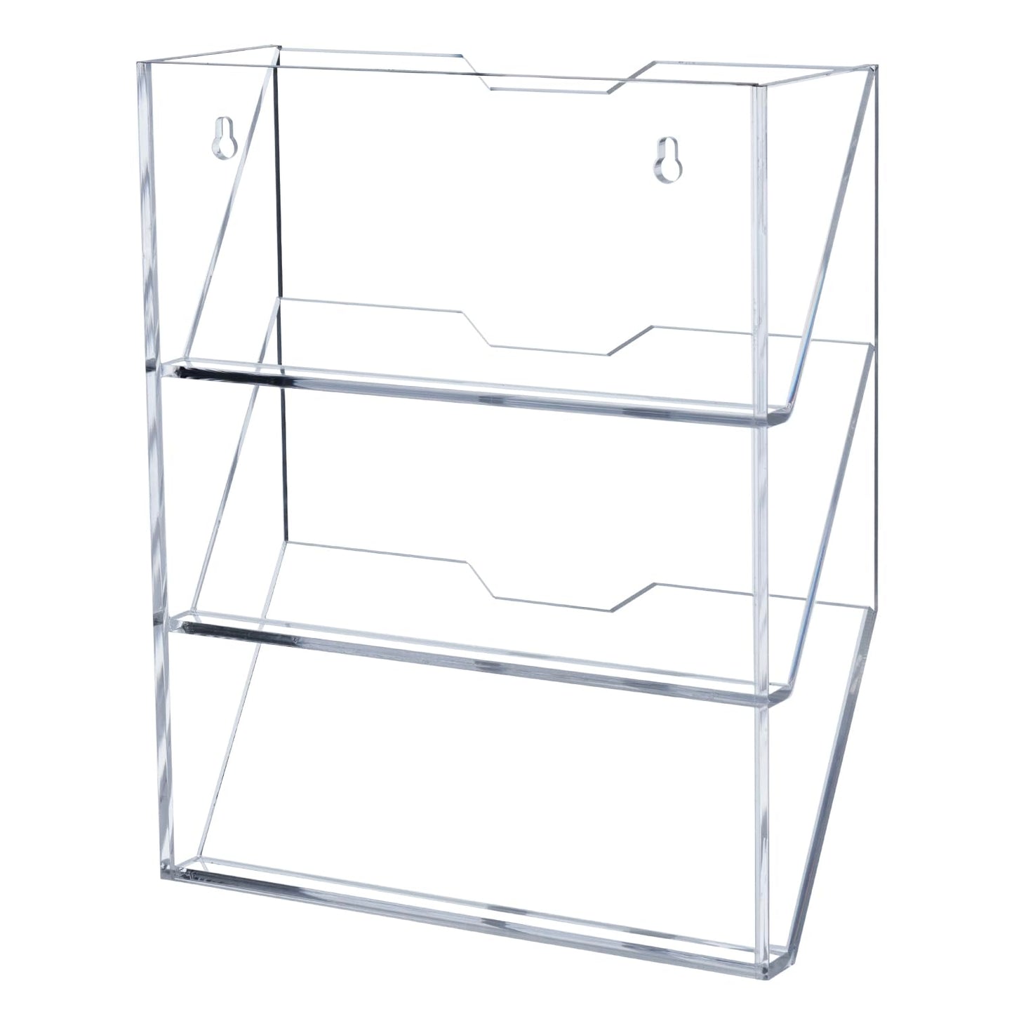 MyGift 3 Tier 10 Inch Clear Acrylic Mail Sorter, Wall Mounted Letter Holder for Home Entryway or Office Document Organizer Rack