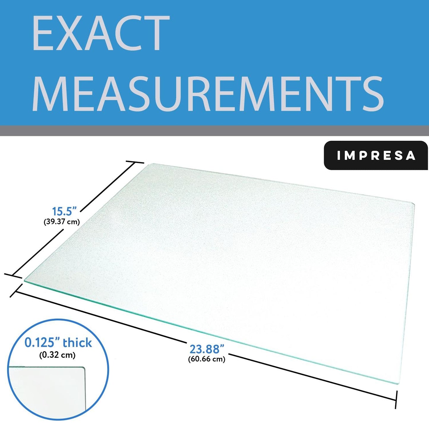 IMPRESA Refrigerator Glass Shelf Replacement Insert Compatible with Frigidaire & Samsung for Fridge Shelf - 23.88 x 15.5 x 0.125 in No-Tool 240350608 Crisper Glass Replacement & Tempered Pane