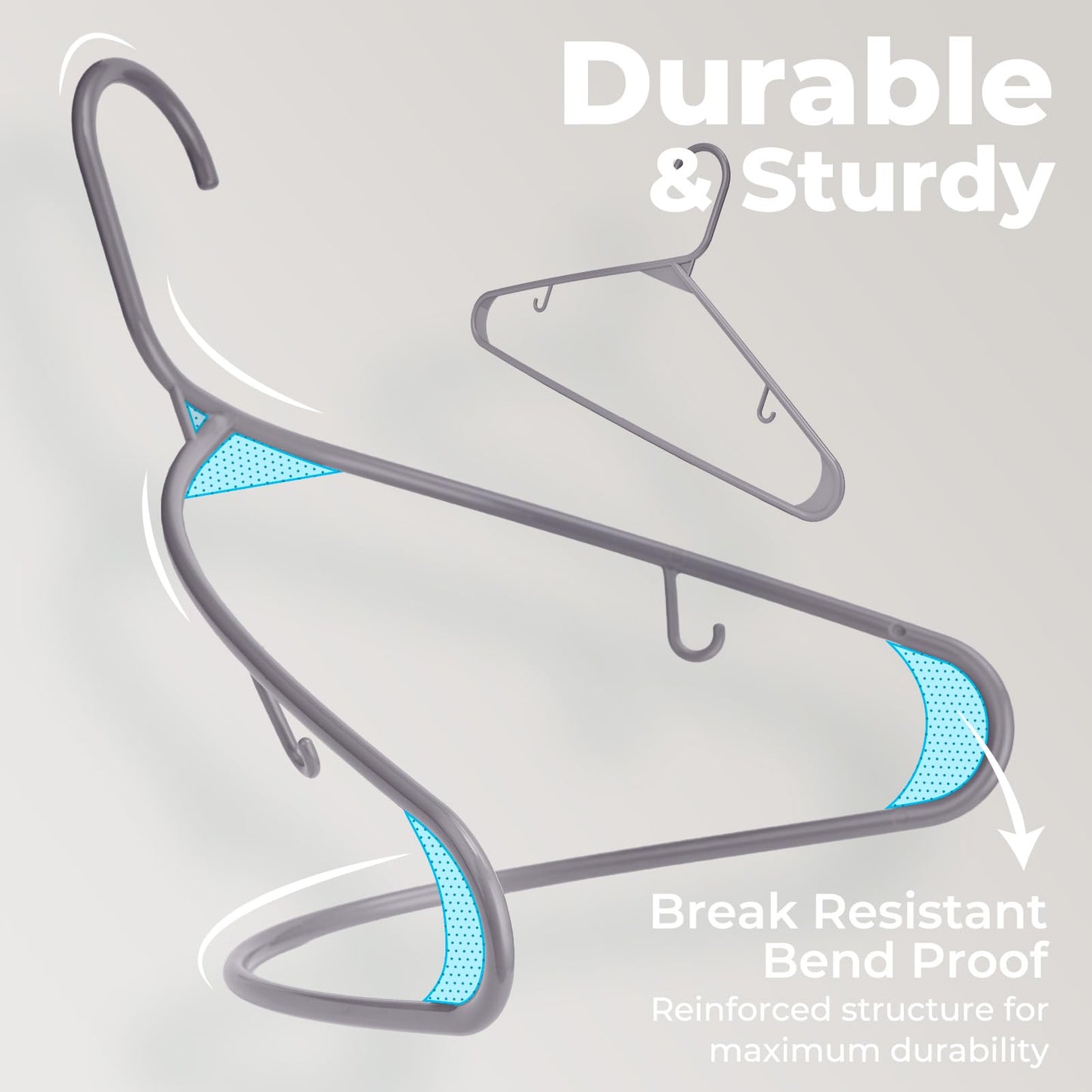 HOUSE DAY Grey Plastic Hangers 60 Pack, Non-Slip Plastic Hanger with Dual Hooks - Slim Space Saving 1/4" Thin Closet Organizers for Coats, Shirts, Pants & Dresses - Lightweight Garment Friendly