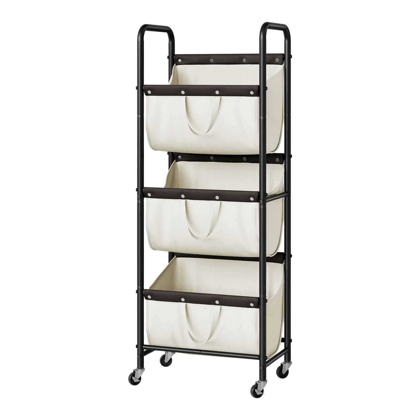 GRANNY SAYS 3 Tier Laundry Sorter, Laundry Basket with Wheels, Laundry Room Organization and Storage, 3 Section Rolling Laundry Cart for Dorm, Bathroom, Bedroom, Closet, Beige