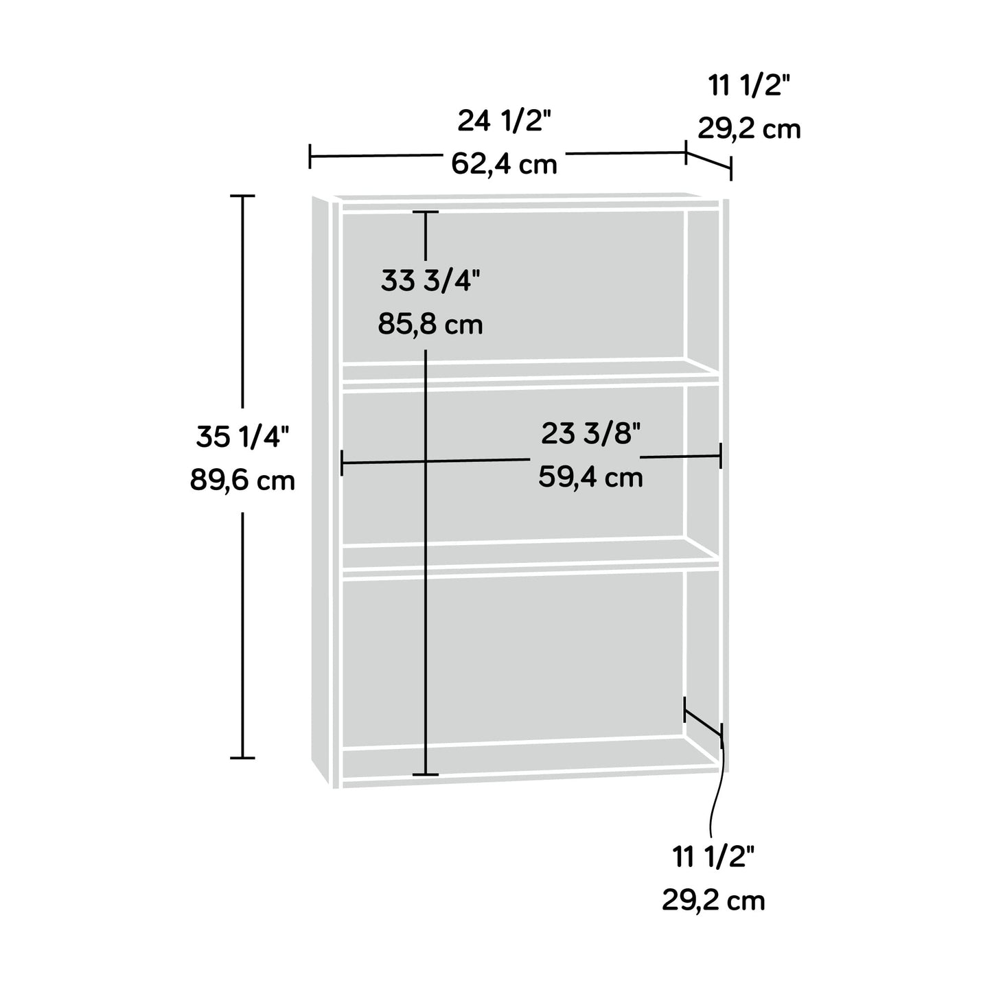 Sauder Beginnings 3-Shelf Bookcase/ Book shelf, Soft White finish