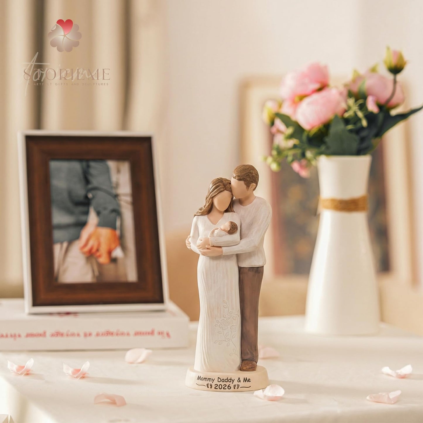 Storieme New Mom Gifts for Women: First Time Parents Gift for Couples - Pregnancy Gifts for Expecting Mother After Birth - Hand-Finished Mommy Dad to Be Figurine for Mothers Day