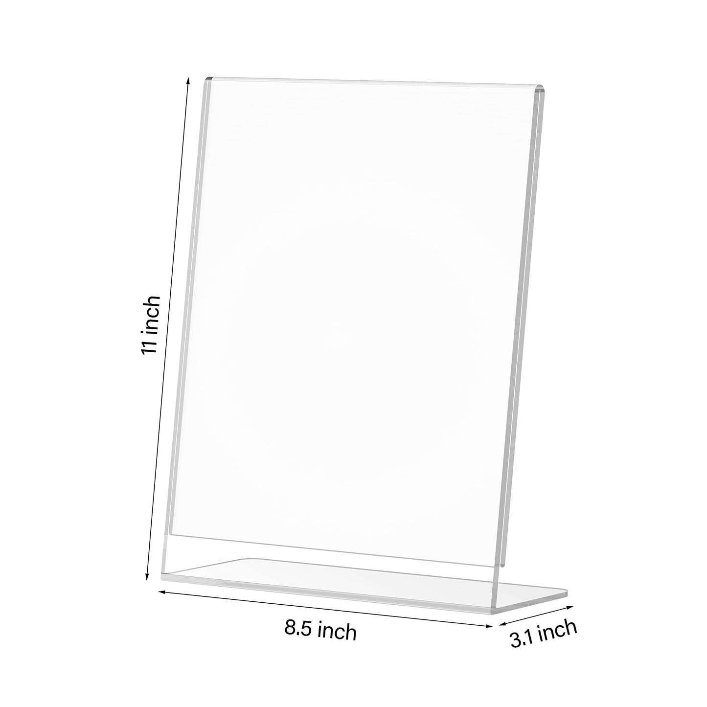Relx Acrylic Sign Holder 8.5 x 11, Slant Back Display Stand, Clear Frames Plastic Sign Holder for Store, Restaurant (24 Pack)