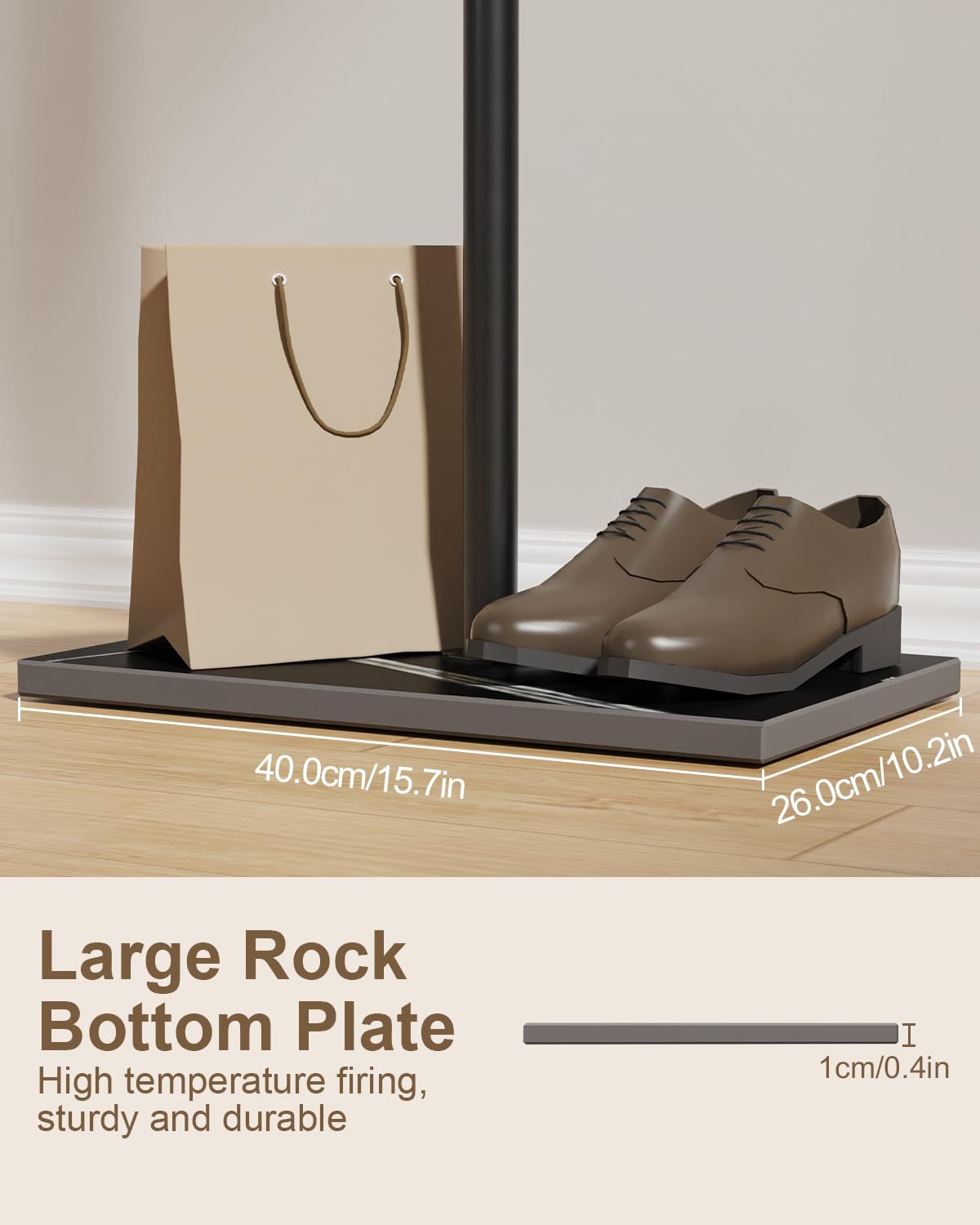 GUOHNHE T-shaped Coat Rack Freestanding, Modern Clothes Rack with Rock Slab Base, Heavy-duty Metal Coat Tree for Boutiques, Hallway, Entryway, 68.9 Inches High, Black, GYJ001B