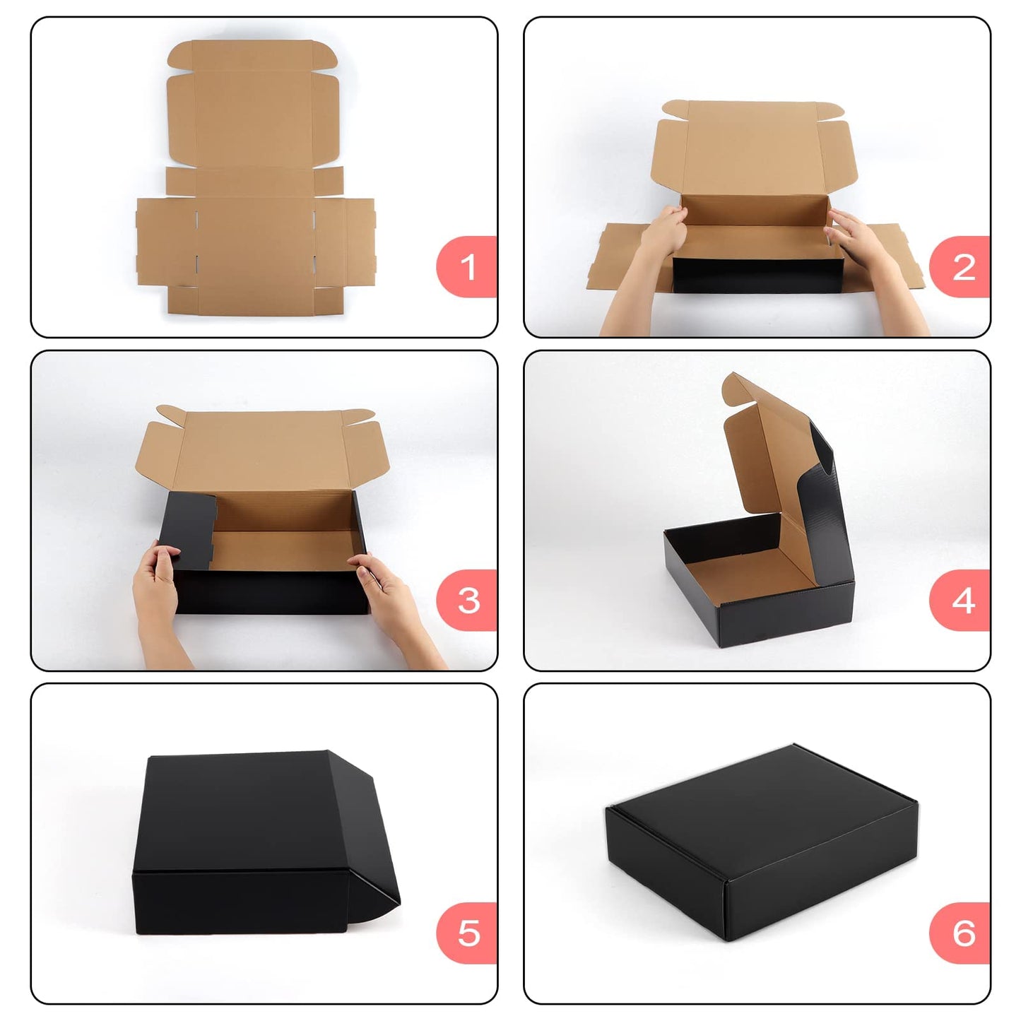 Hoikwo Medium Shipping Boxes for Mailing Shipping Packaging, Corrugated Cardboard Boxes for Packaging Small Business, (Black, 12x9x3-20 Pack)