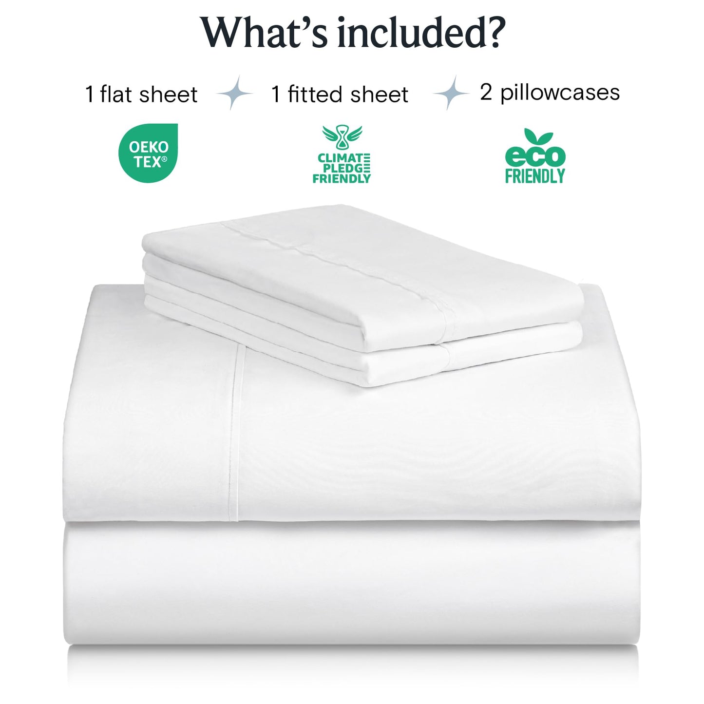 LuxClub Queen Sheet Set, 4PC Bed Sheets Queen Size, Deep Pocket Cooling Bed Sheets, Soft Hotel Luxury Bedding for Mattress Wrinkle Free, Silky Fitted Sheet & Pillowcase Sets, White