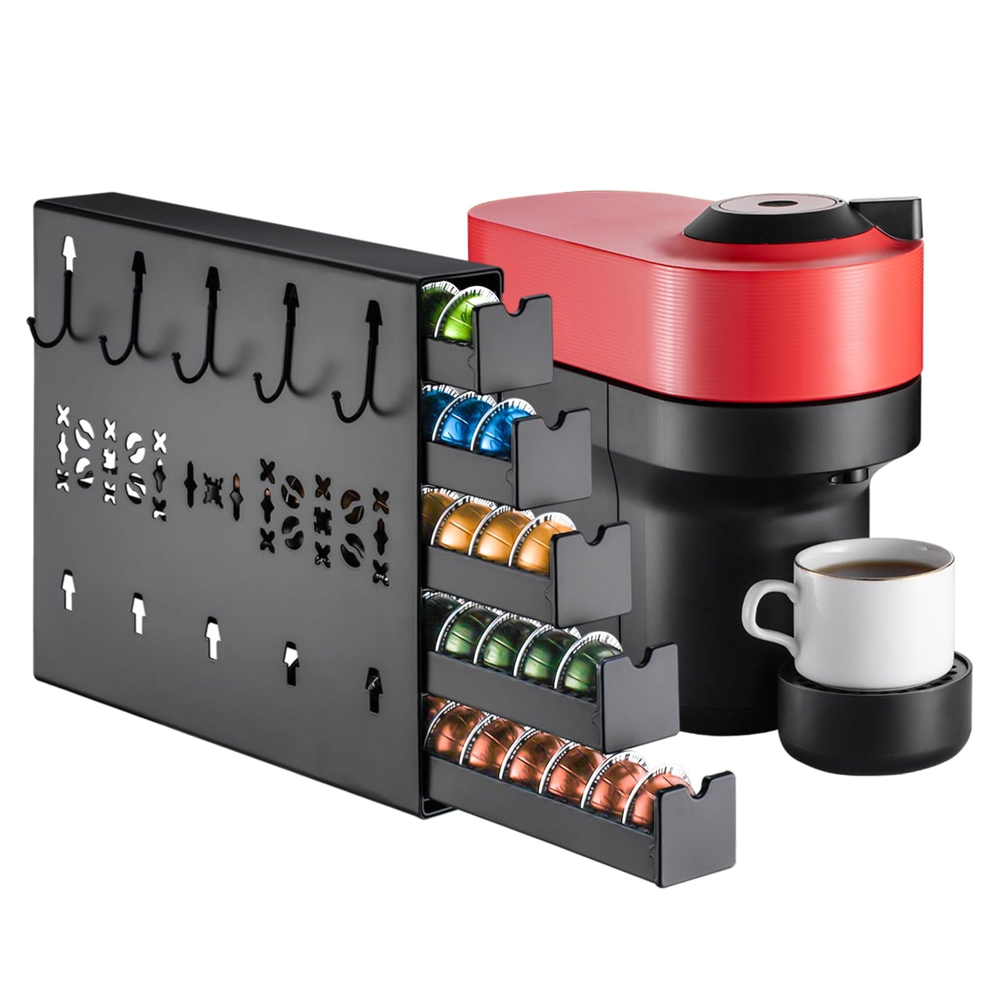 ZCDCP for Nespresso Coffee Pod Holder, Vertuo Pod Holder Drawer Wall Mounted Coffee Pod Organiser (Right(50Pods Capacity))