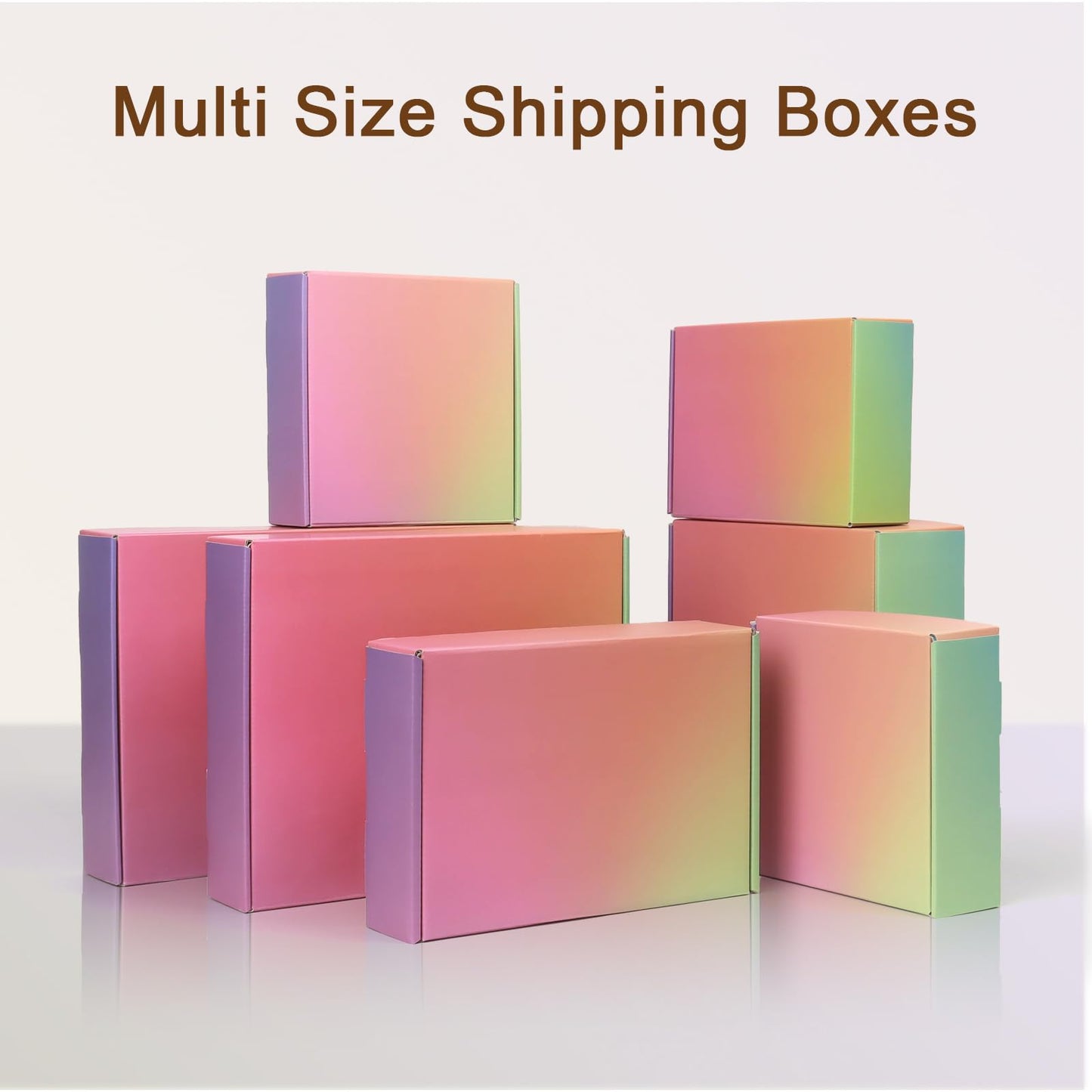 DEZIBOX 9x6x2 Shipping Boxes for Packaging, 45 Pack Rainbow Corrugated Cardboard Mailer Boxes for Small Business, Shipping, Mailing
