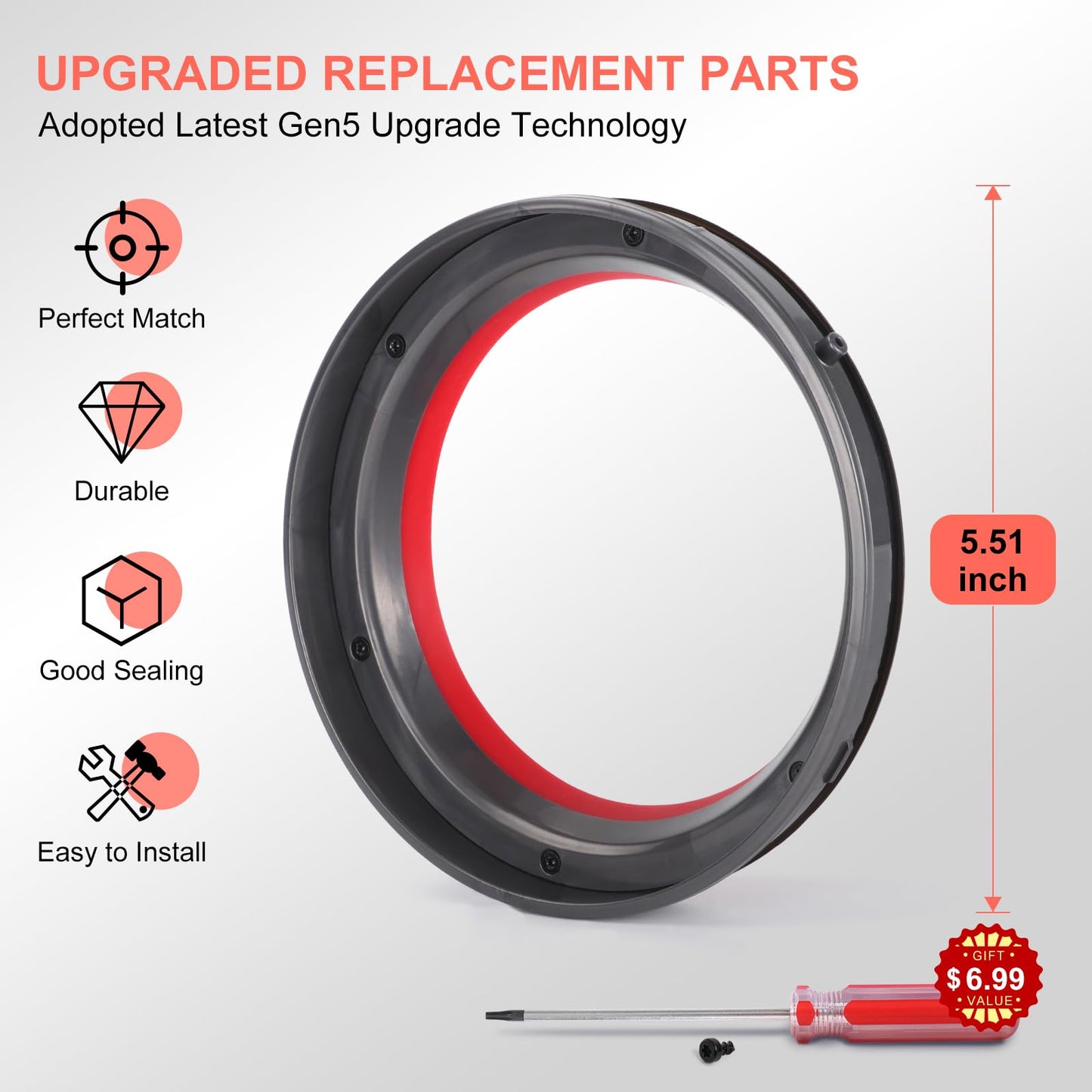 Upgraded SV16 SV29 Dust Bin Sealing Ring Compatible with Dyson Outsize Canister Replacement Part, Compatible with Outsize V11/Gen 5/Absolute/Absolute Dustbin Seal Ring Accessories 970422 970423