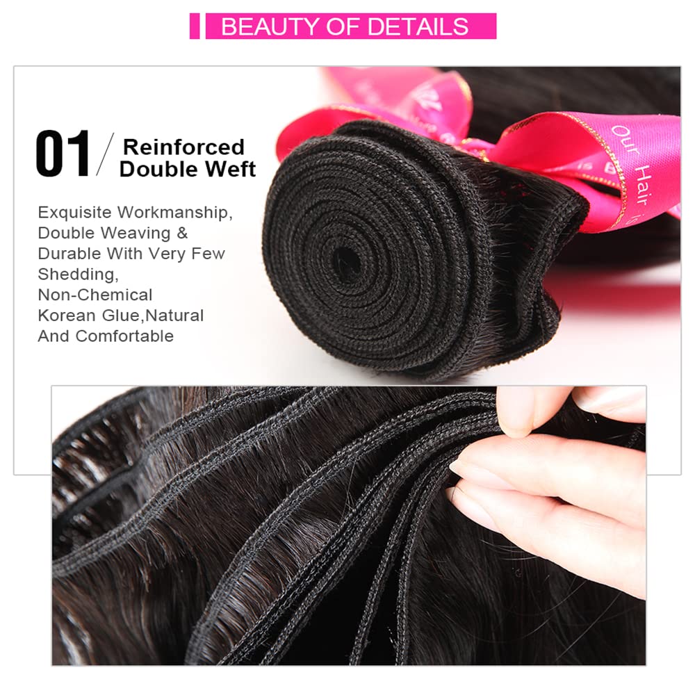 12A Straight Bundles Human Hair (22 24 26 28 Inches, Straight 4 Bundles) 100% Unprocessed Brazilian Virgin Straight Human Hair Bundles Natural Color Raw Hair