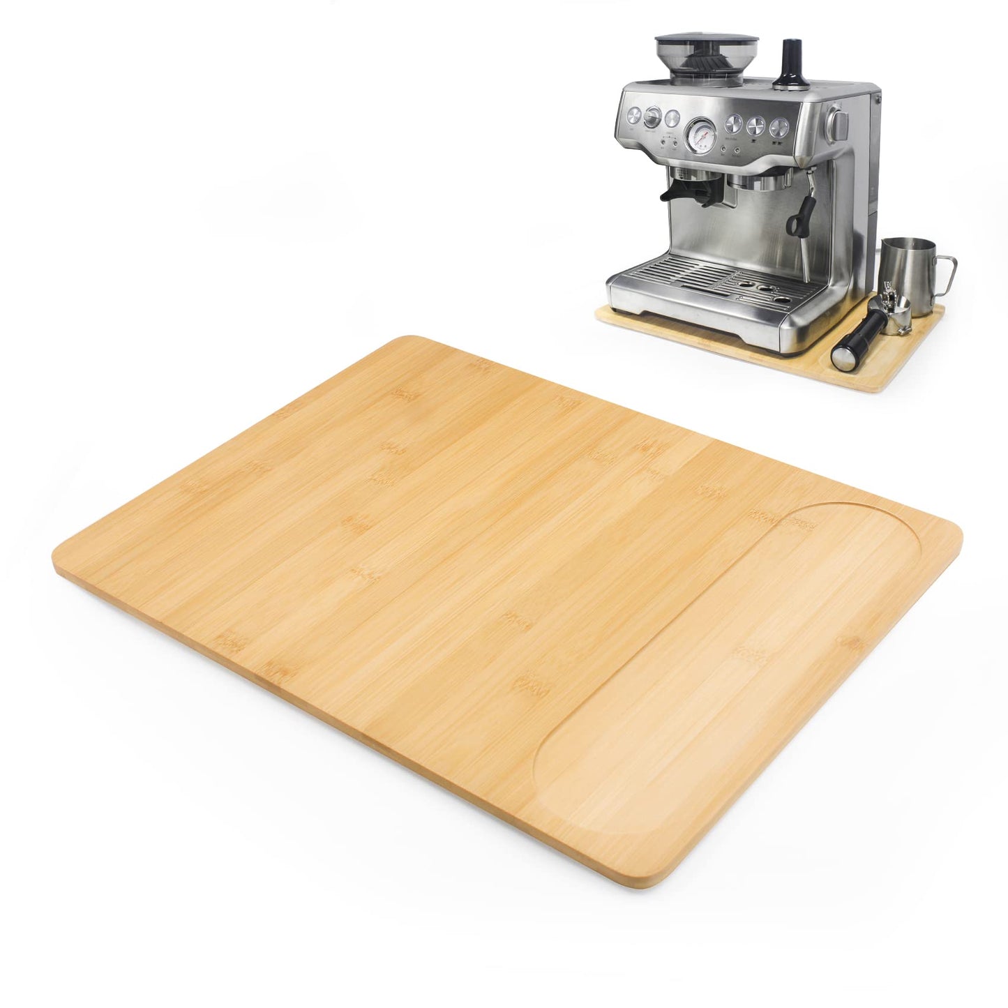 UPGRADED Oversize Bamboo Appliance Slider fit for Breville Barista Espresso Machine 870/878 - Under Cabinet Sliding Tray Caddy for Breville Barista/Barista Pro, Coffee Maker Mover Kitchen Countertop