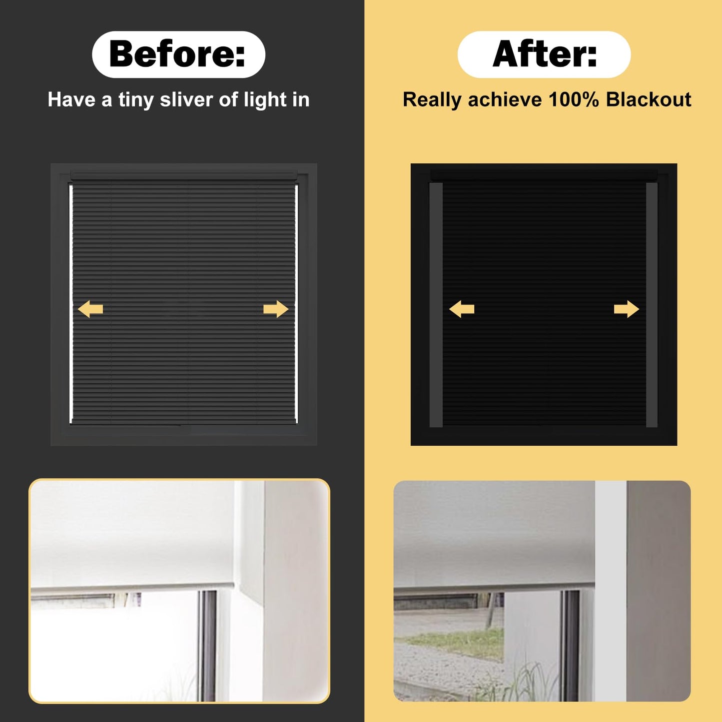 Blackout PVC Light Blocking Strips for Window Shades and Blinds - Blocks Light Along The Sides of Blackout Blinds,Side Tracks for Cordless Shades, Light Blocking Strips for Bedroom (White, 58",2Pcs)