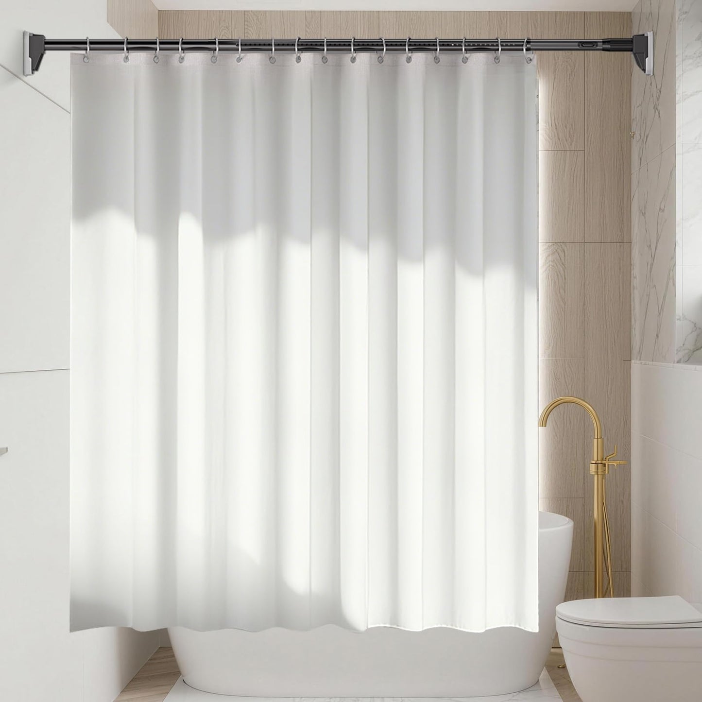 FADOTY Tension Curtain Rods No Drilling, Extra Long Tension Rod 41-88 Inch, Heavy Duty Shower Curtain Rod for Outdoor Patio Bathroom Windows Room Divider, Adjustable, Anti-Slip, No Rust, Black