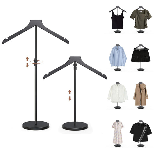 2 Pack Shirt Display Stand, 18-34 Inch Height Adjustable Mannequin Torso for Vendors Shop, More Stable Dress Form Mannequin Stand Clothes Rack, T Shirt Display Holder Jacket Coat Hanger, Black