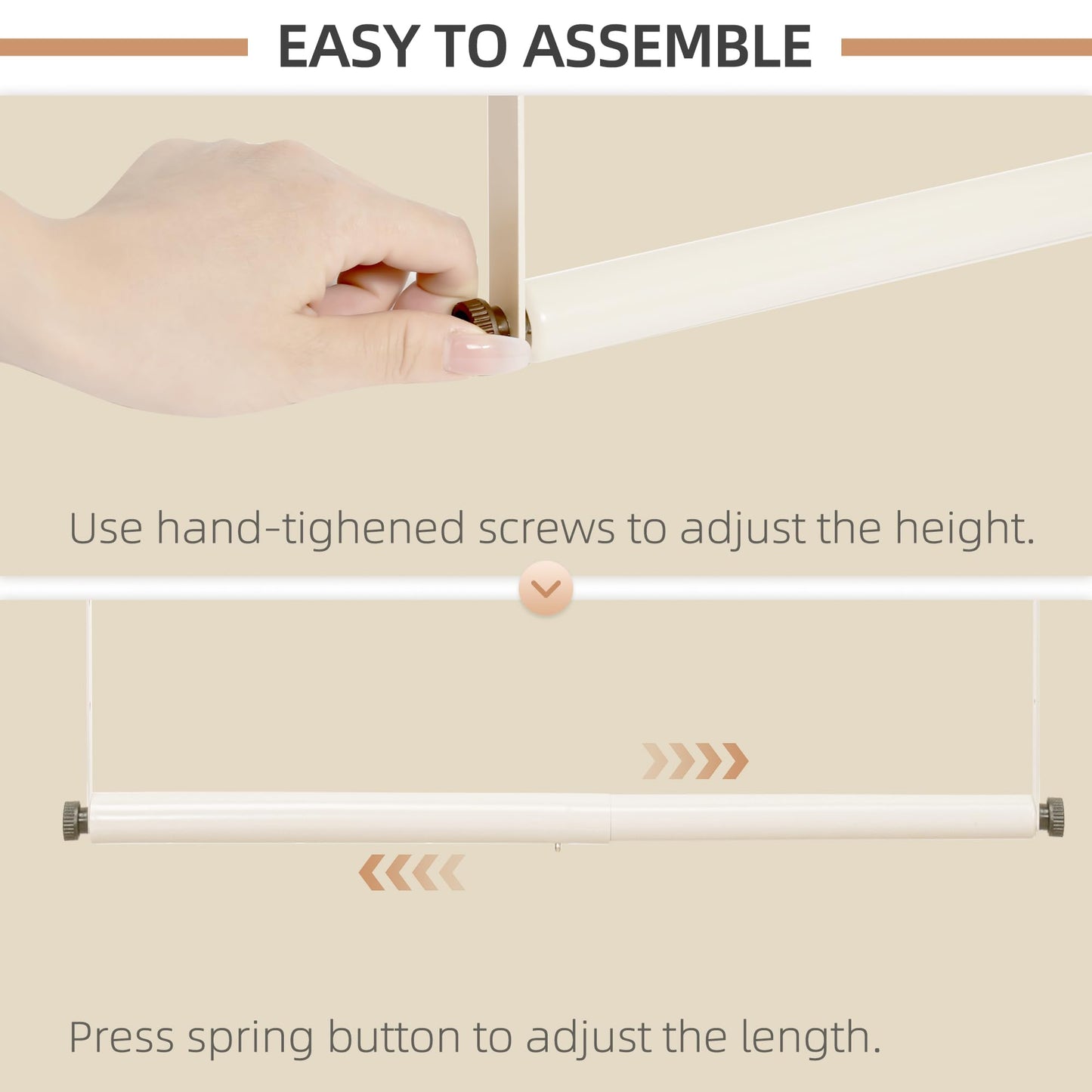 STORAGE MANIAC Adjustable Closet Rod Hanging Clothes Heavy Duty Closet Extender Hanging Rod Space-Saving Clothes Hanging Bar Double Closet Hanging Rod Hanging Closet Organizer Closet Bar,2 Pack White