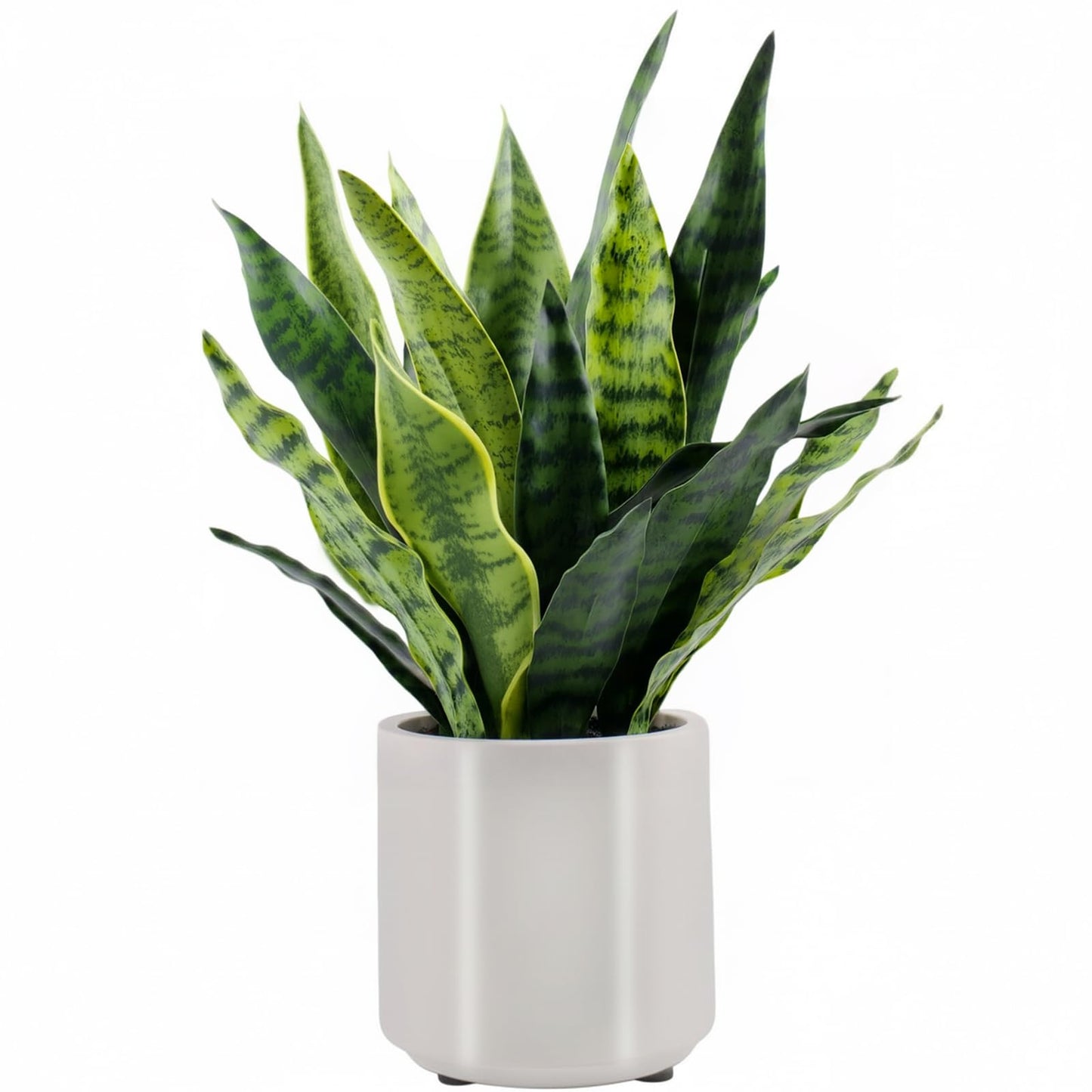 BTHM DSGN Fake Snake Plant 22" Tall, Real Touch Leaves, Artificial Plants Indoor with Pot for Home Office Decor