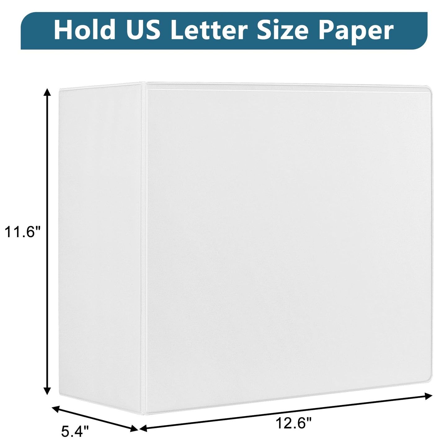 CIXILDTS 5-Inch 3 Ring Binder, Standard 5" Slant-D Ring Binder Fit Letter Size Paper, Presentation View Binders, White, 2-Pack